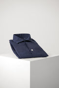 Finamore 1925 Napoli Open Collar Linen Shirt Navy