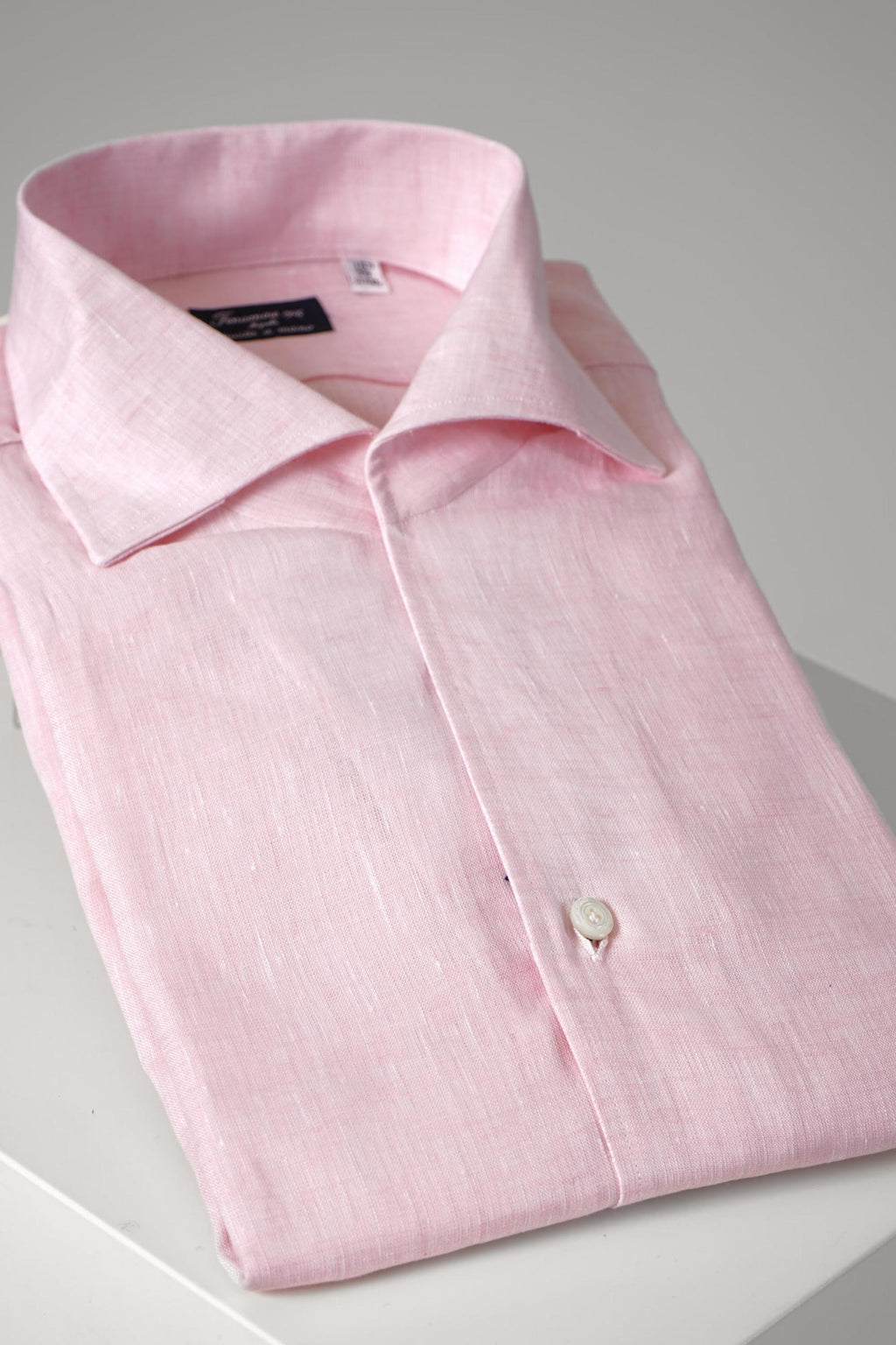 Finamore 1925 Napoli Open Collar Linen Shirt Pink