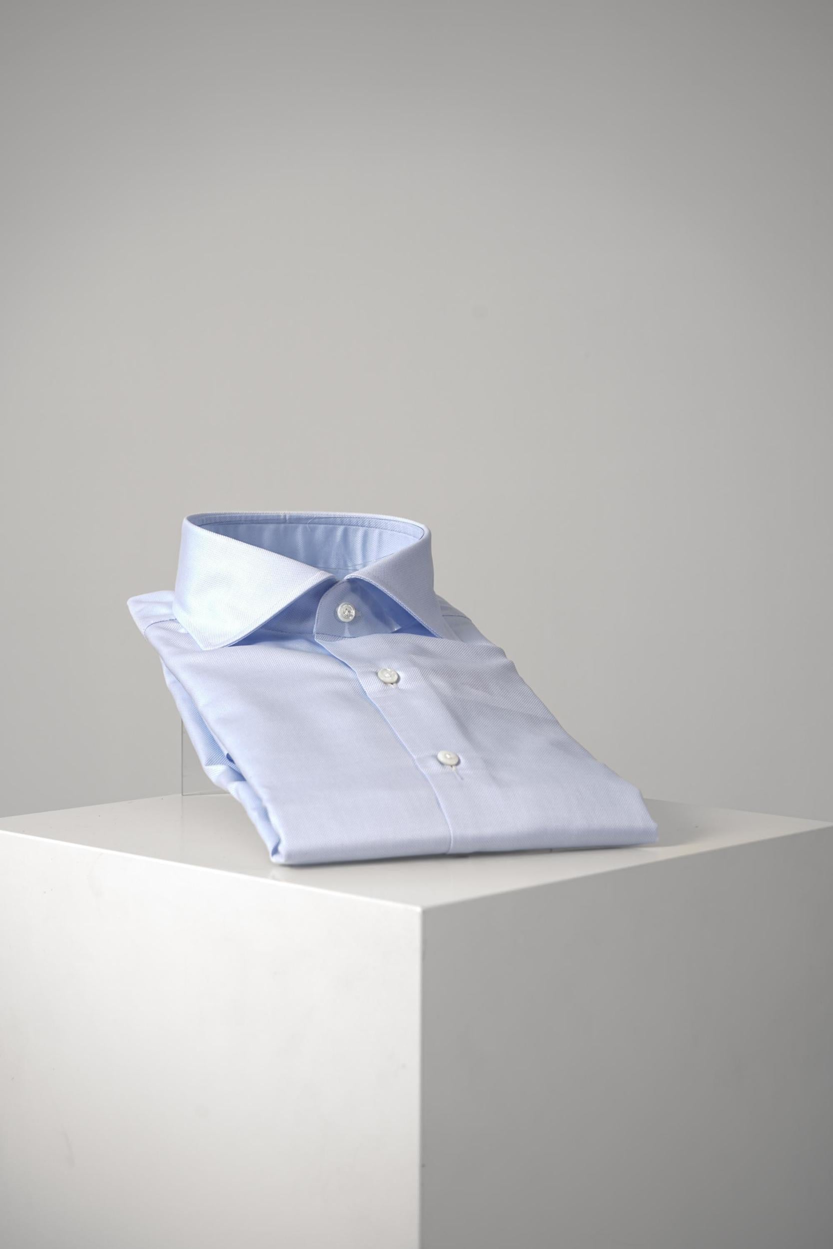 Finamore 1925 Napoli Poplin Cotton Shirt Light Blue