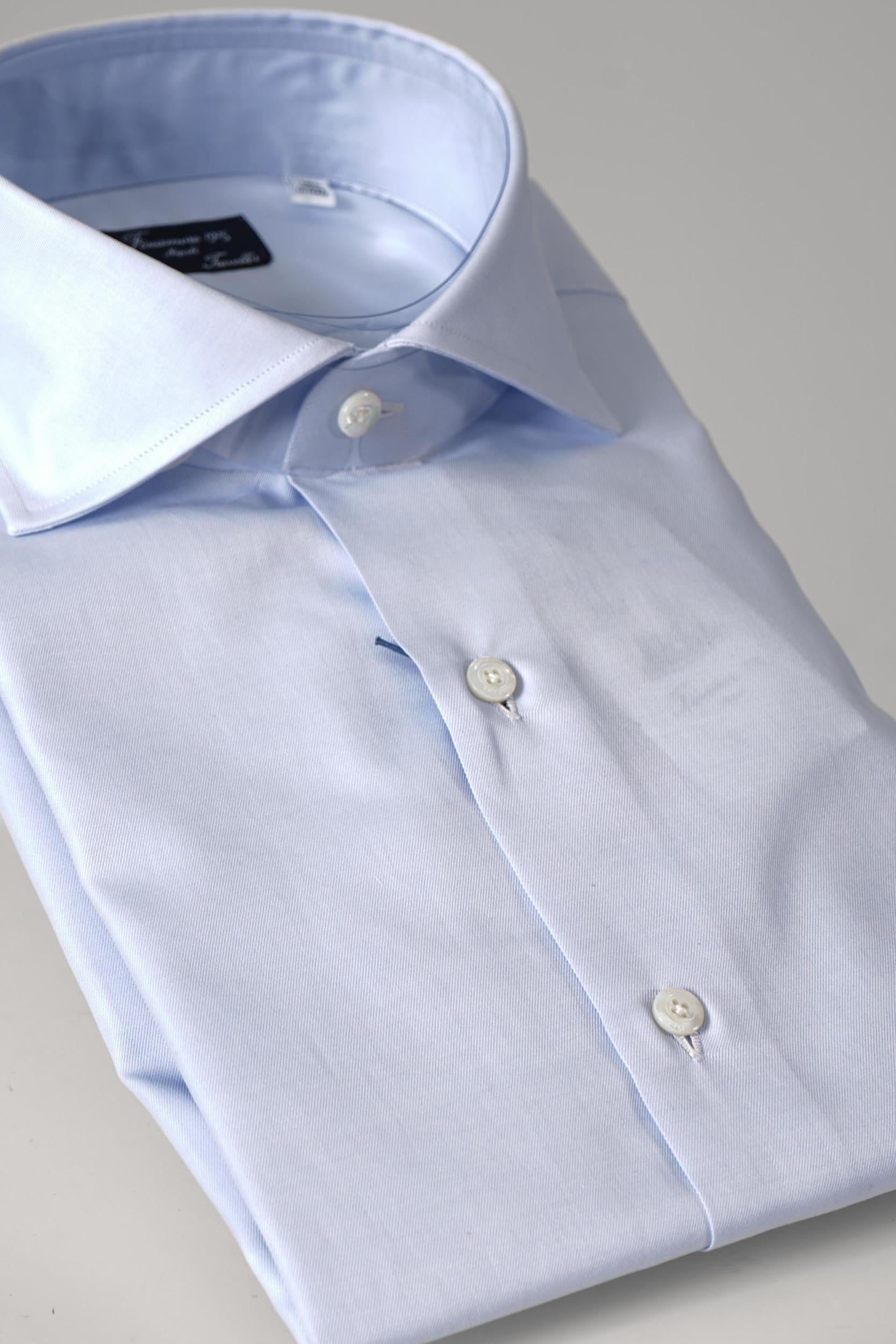 Finamore 1925 Napoli Twill Cotton Shirt Light Blue