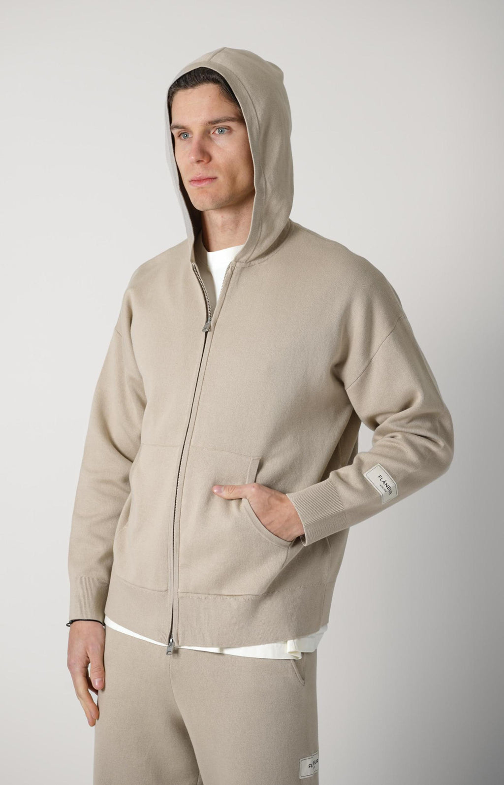 Flaneur Atelier Knit Zip-Up Beige