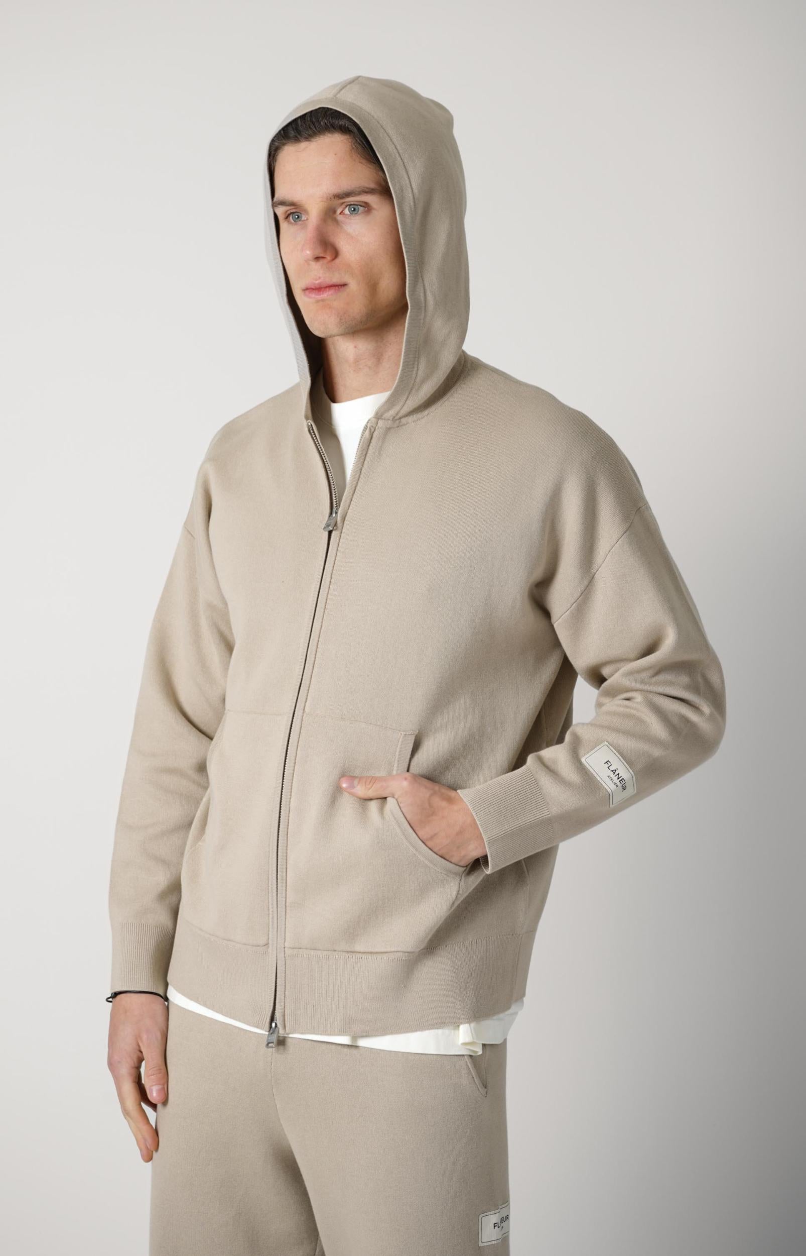 Flaneur Atelier Knit Zip-Up Beige