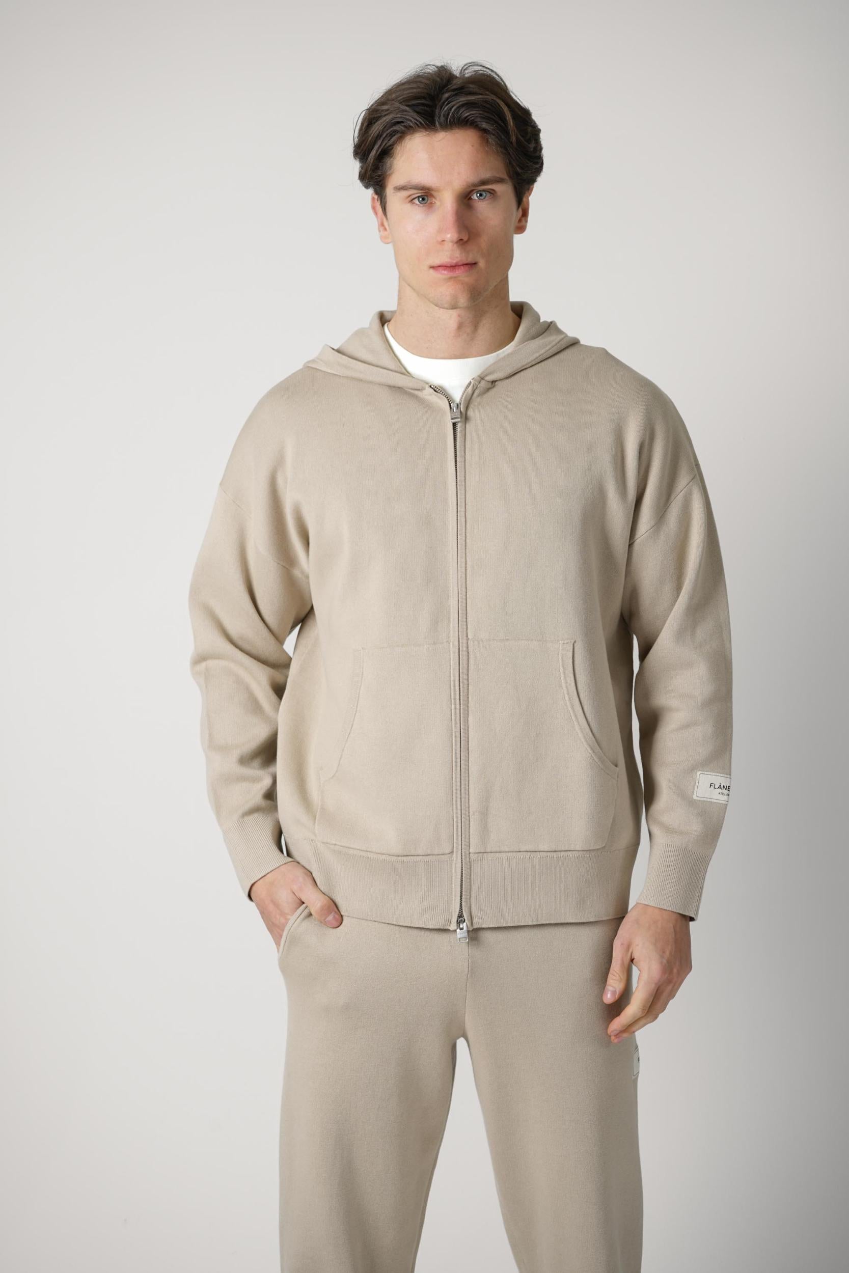 Flaneur Atelier Knit Zip-Up Beige