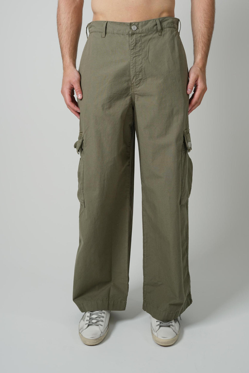 Flaneur Baggy Cargo Pants Washed Khaki