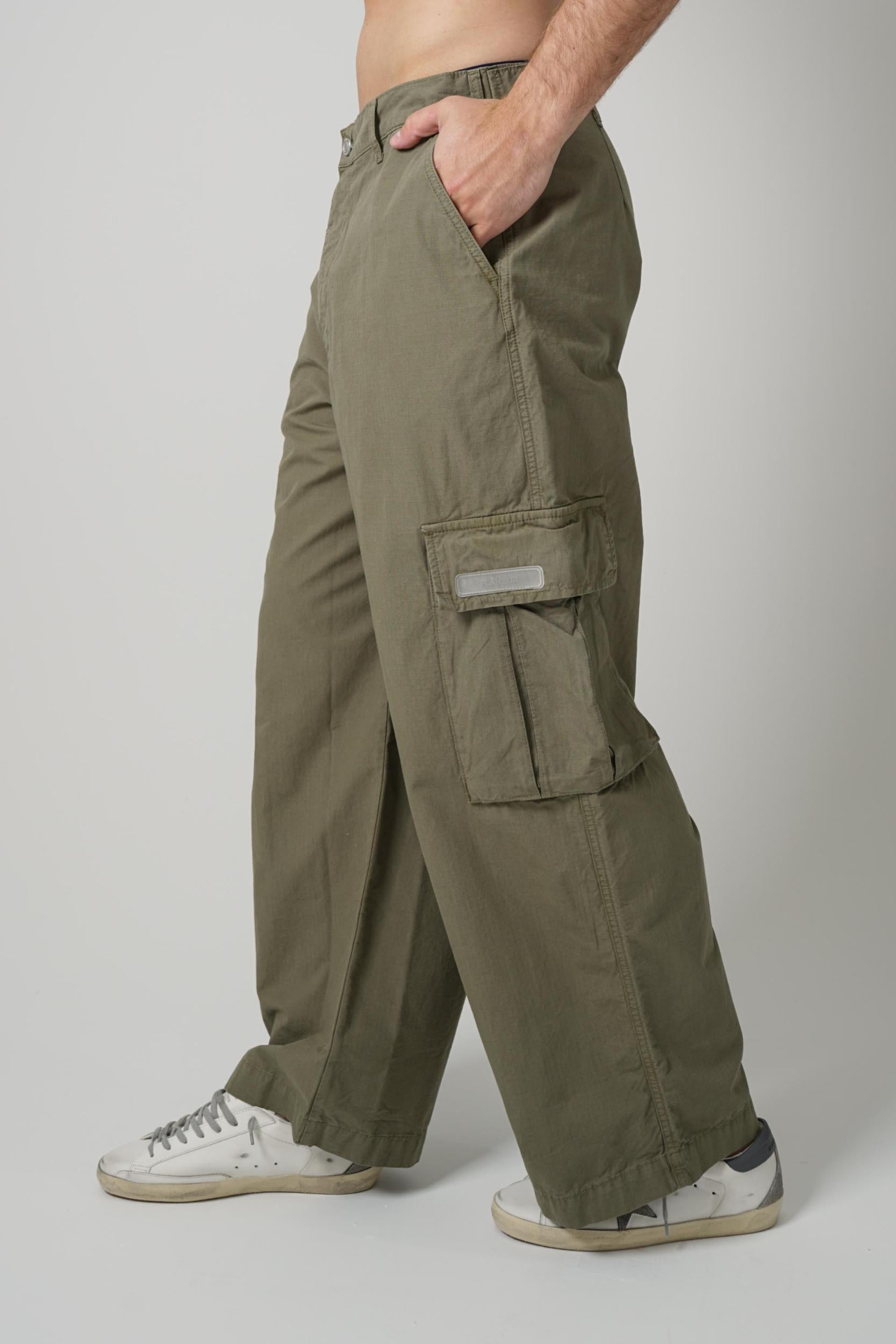 Flaneur Baggy Cargo Pants Washed Khaki