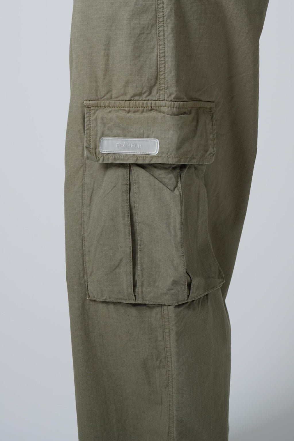 Flaneur Baggy Cargo Pants Washed Khaki