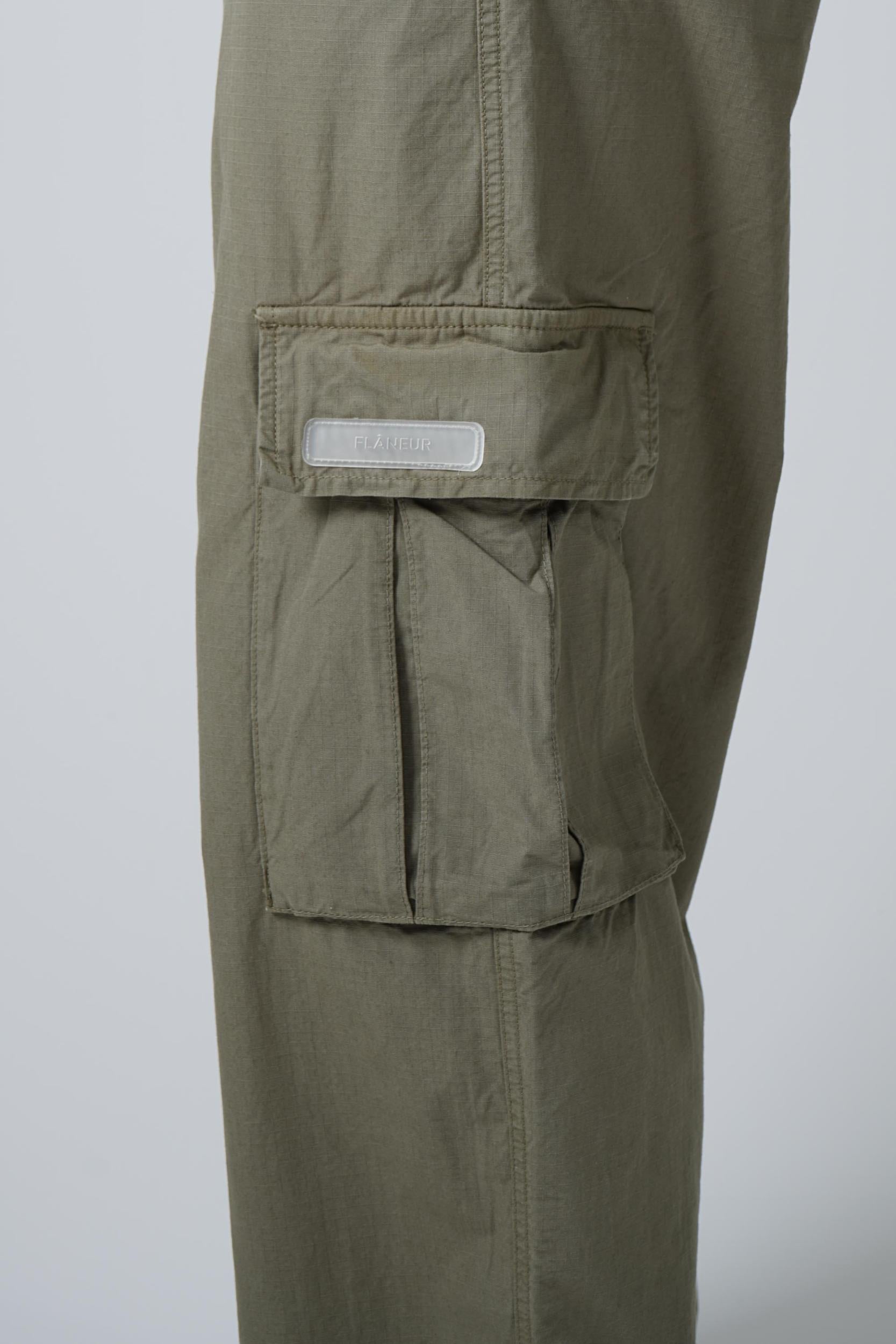 Flaneur Baggy Cargo Pants Washed Khaki