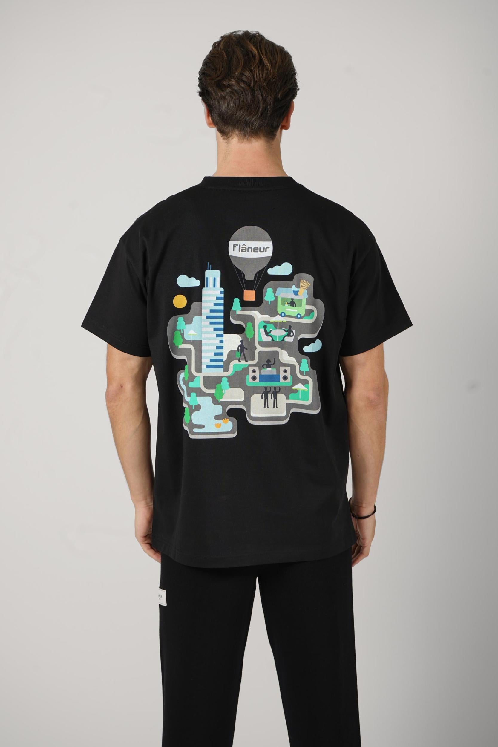 Flaneur Festival Map T-Shirt Black