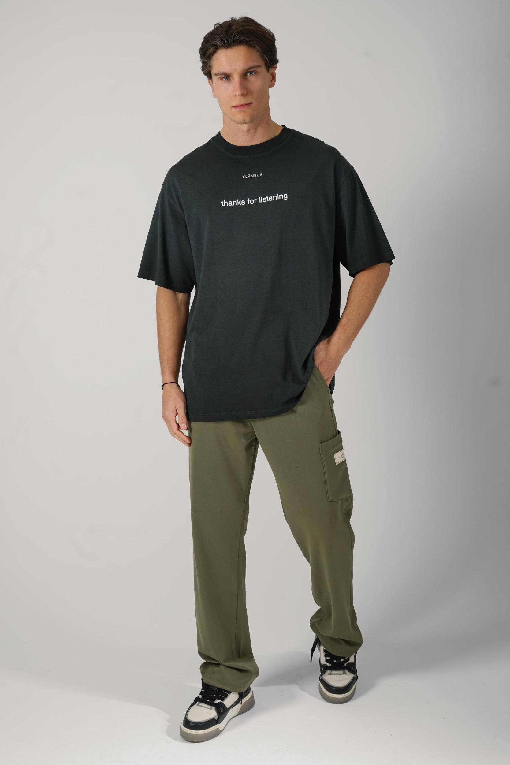 Flaneur Listening T-Shirt Washed Black