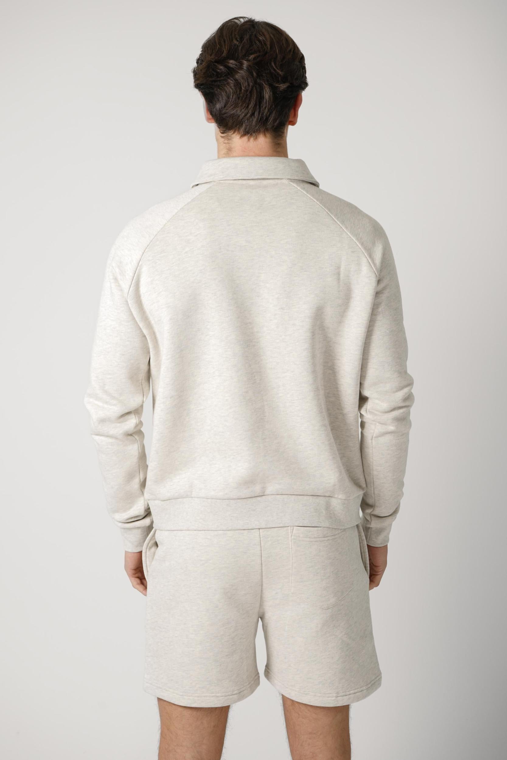 Flaneur Raglan Half Zip Light Heather Grey