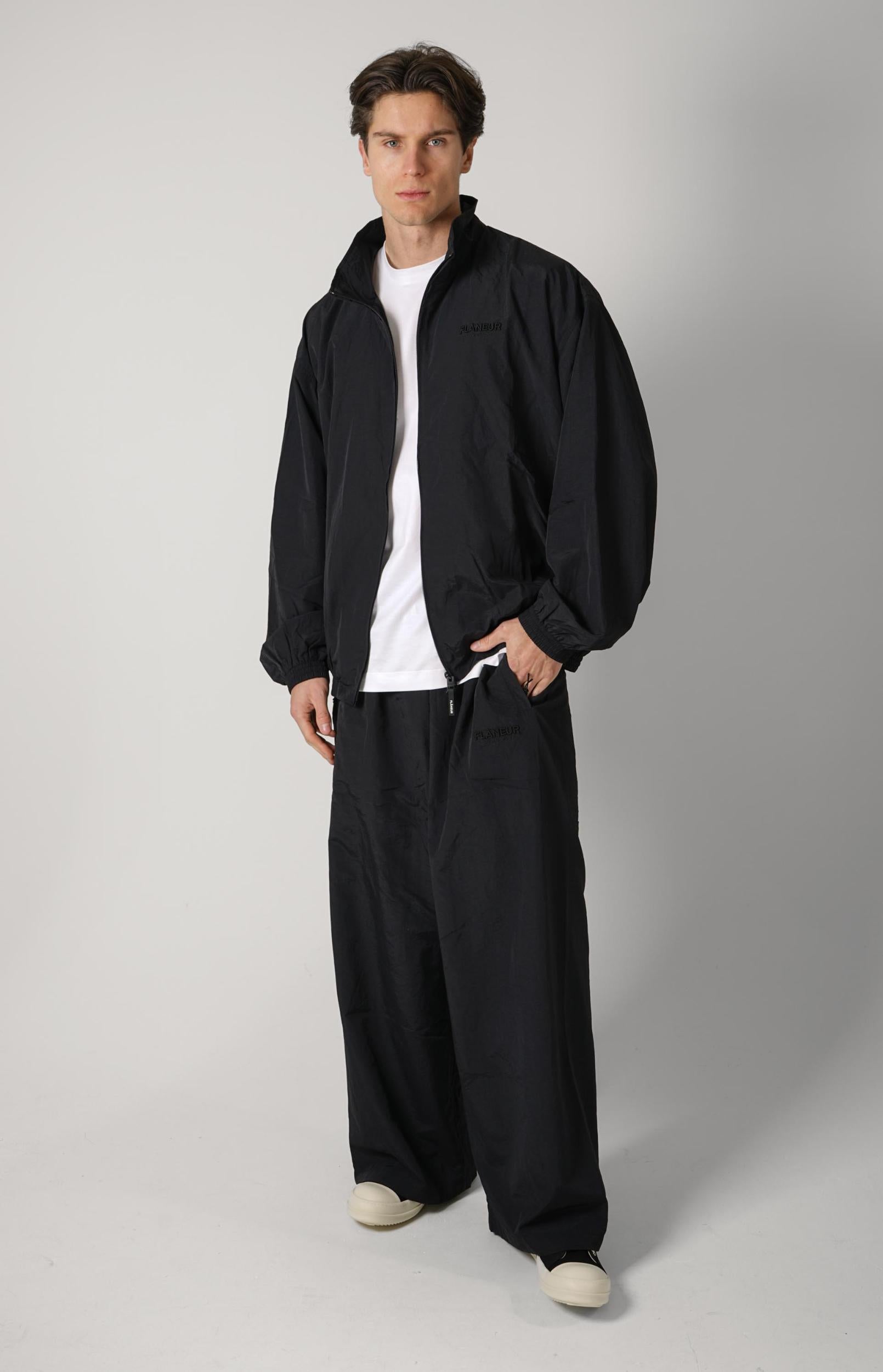 Flaneur Sound &Amp; Design Oversized Track Pants Black