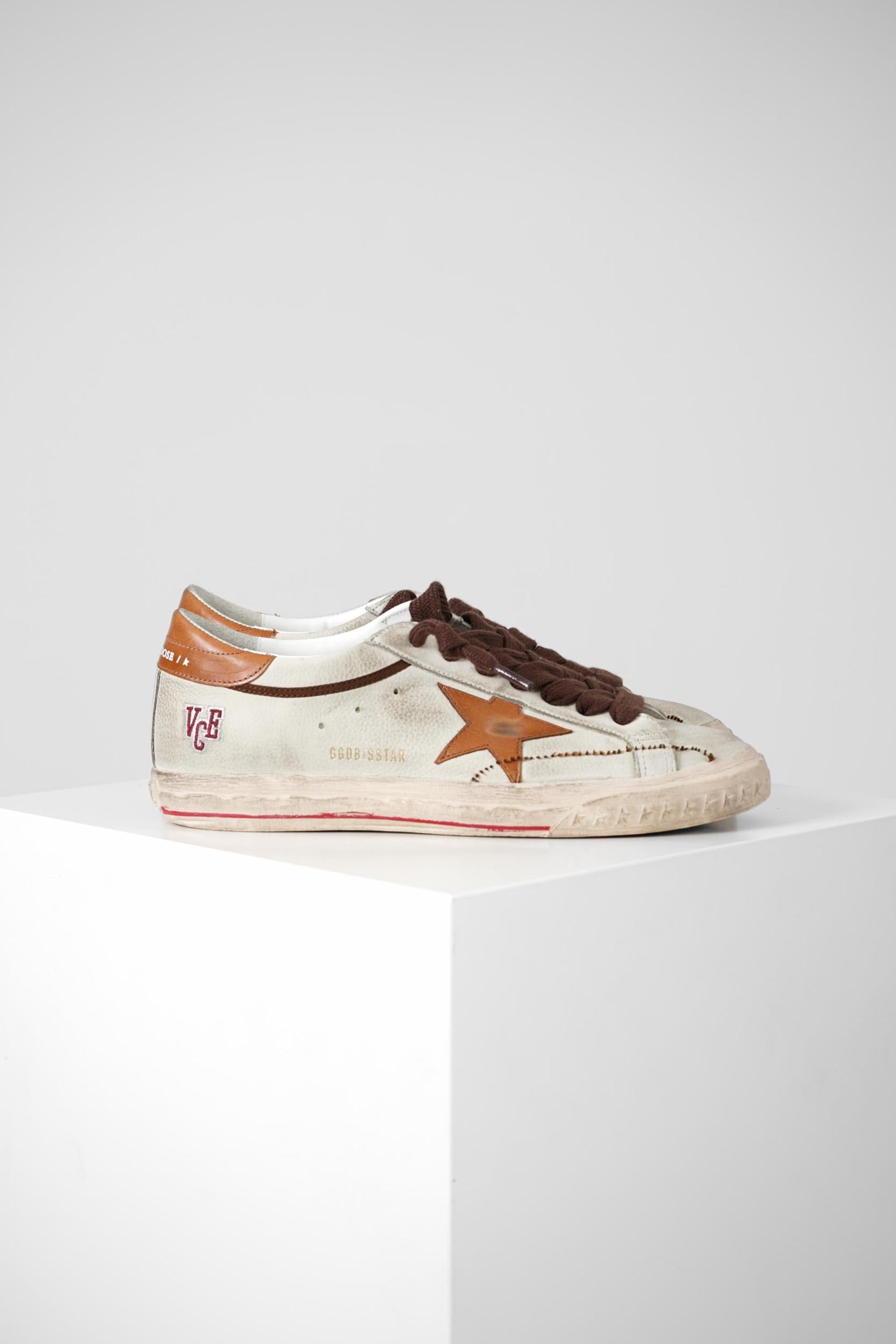 Golden Goose Super-Star With List Destroyed Beige/Brown