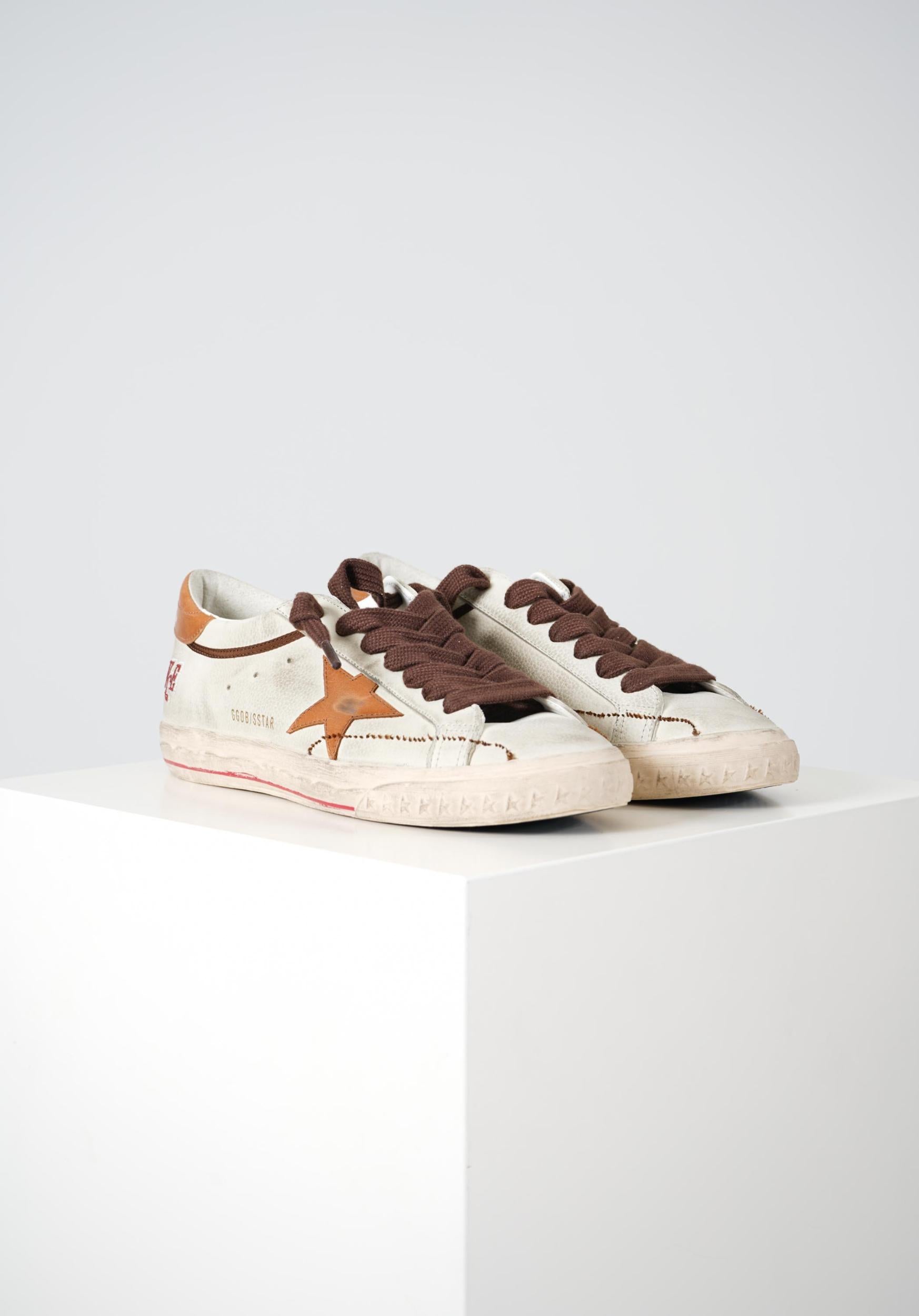 Golden Goose Super-Star With List Destroyed Beige/Brown
