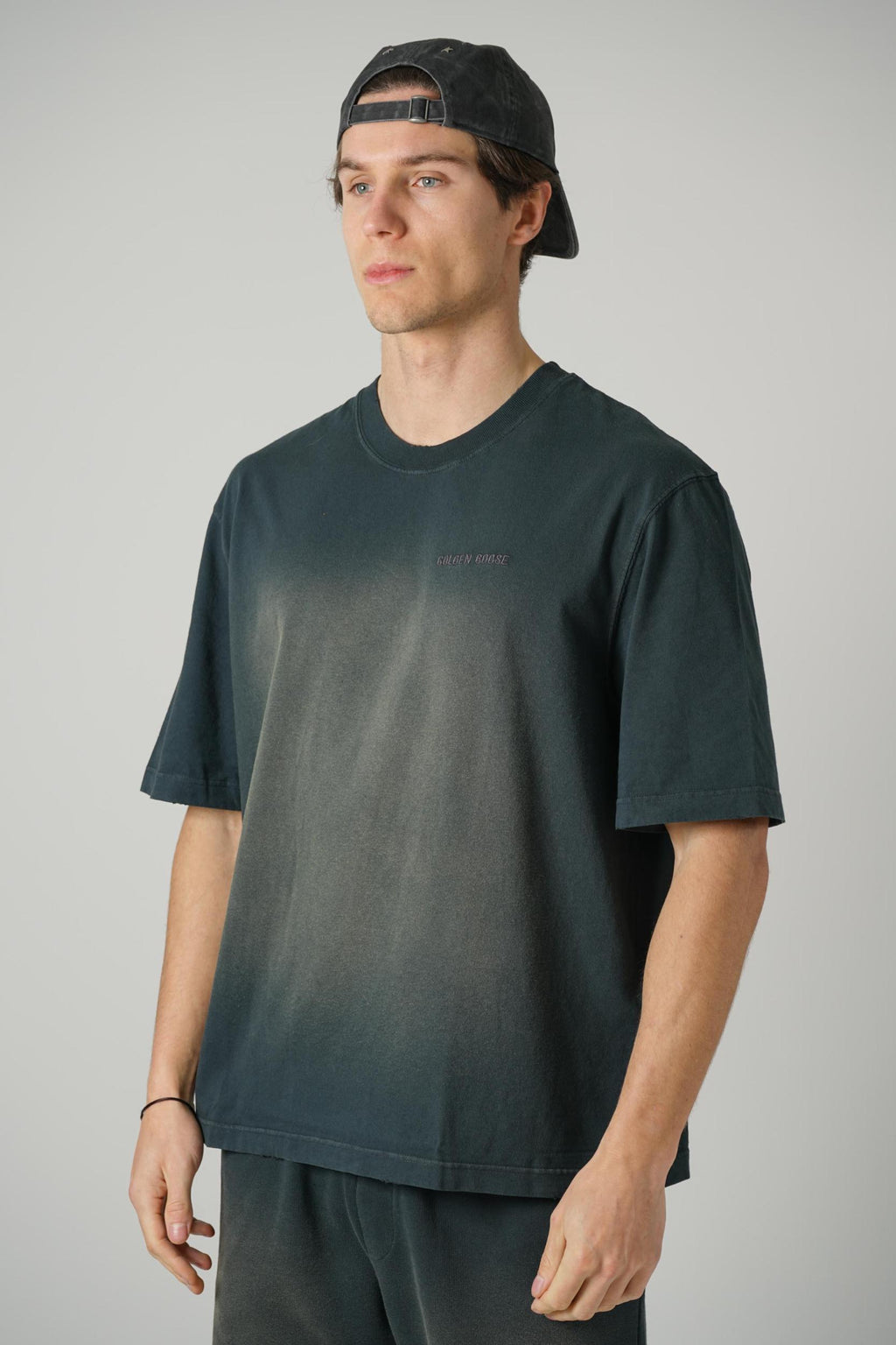 Golden Goose Unisex Relaxed Fit T Shirt Bleached Washed Black