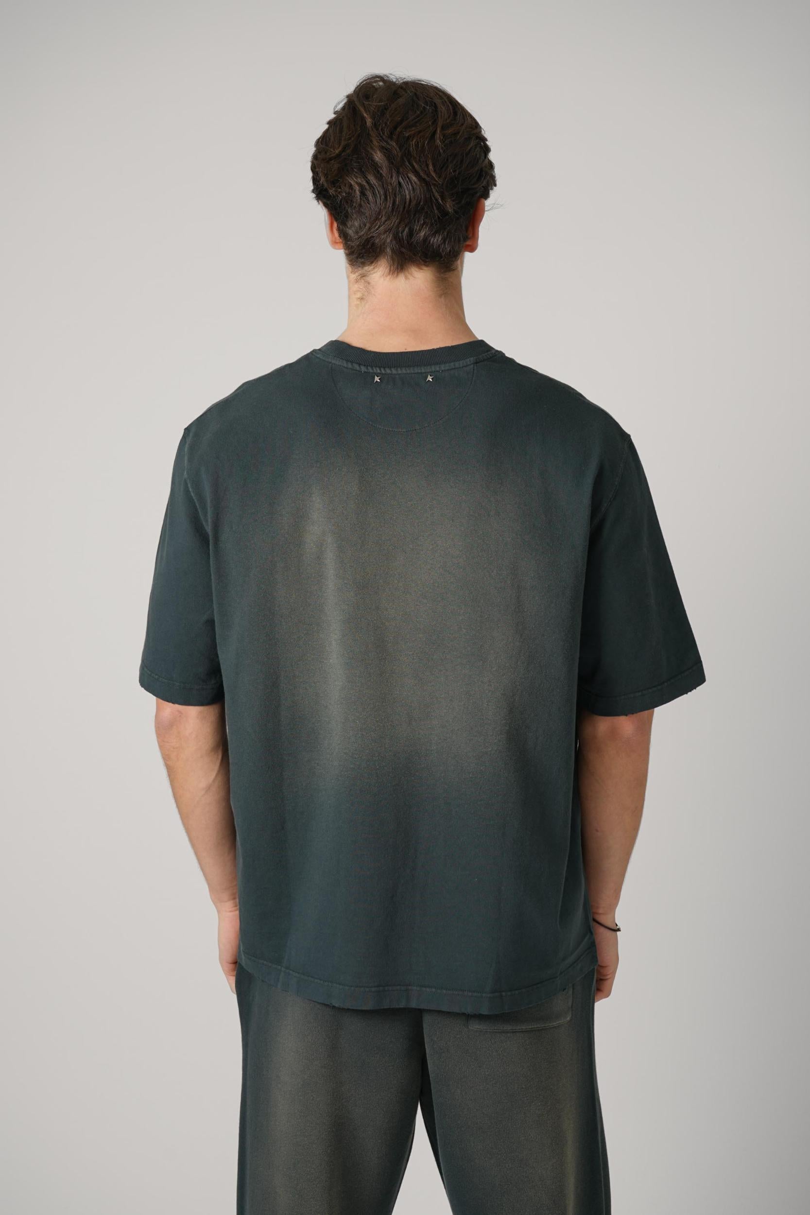 Golden Goose Unisex Relaxed Fit T Shirt Bleached Washed Black