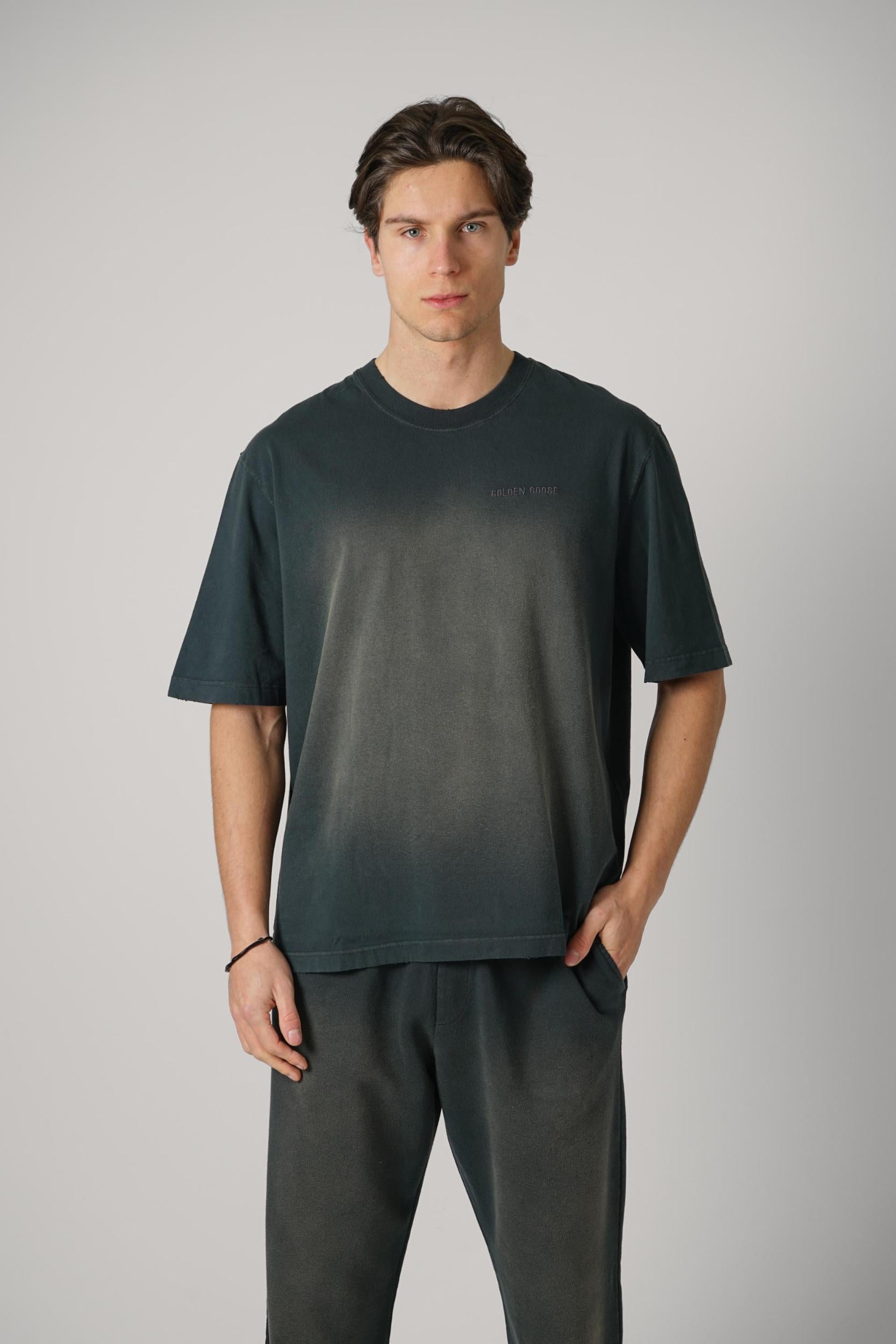 Golden Goose Unisex Relaxed Fit T Shirt Bleached Washed Black