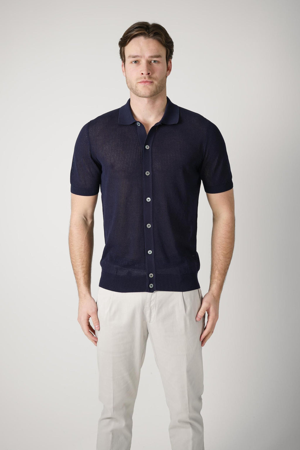 Gran Sasso Camicio Knit Polo Navy