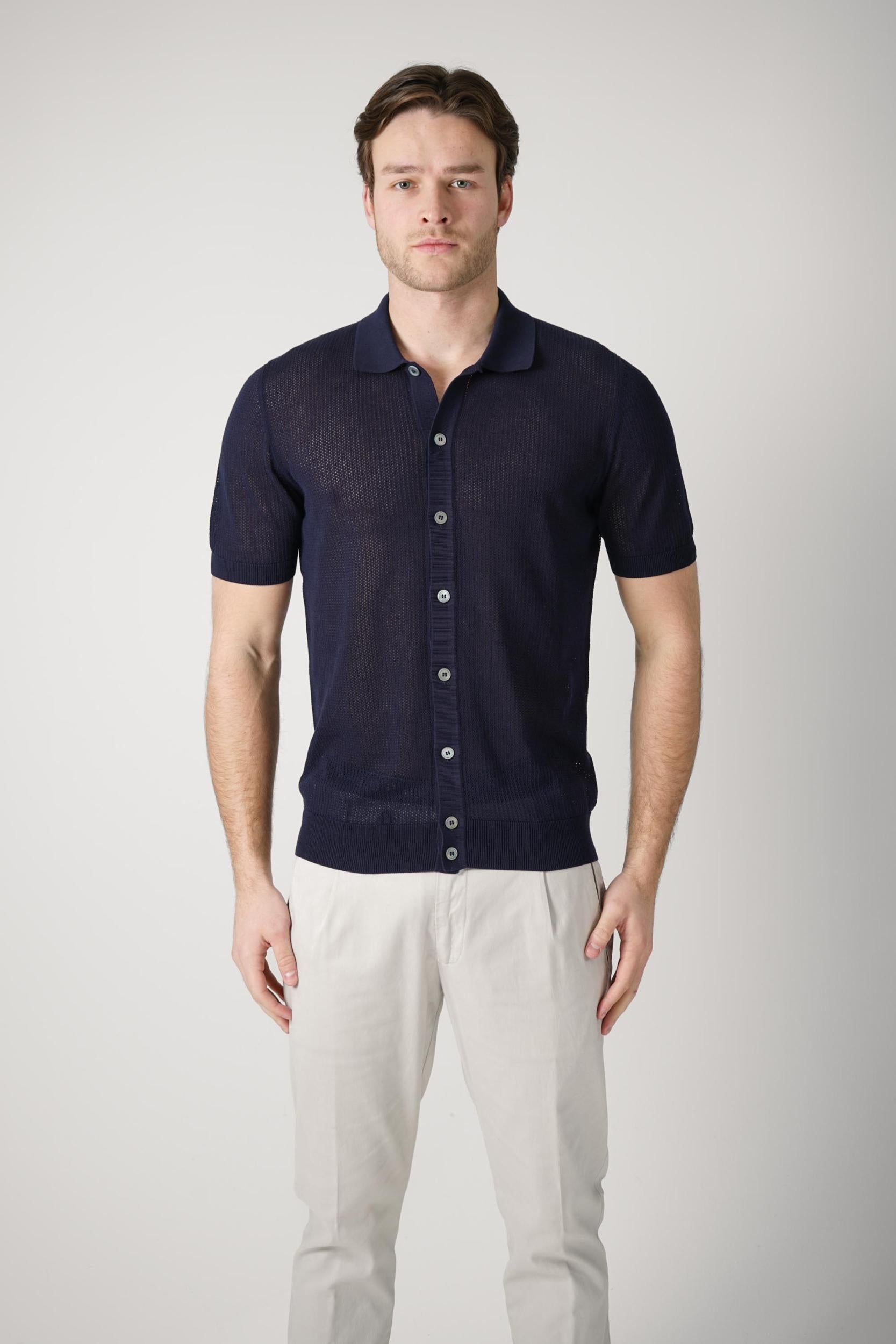 Gran Sasso Camicio Knit Polo Navy