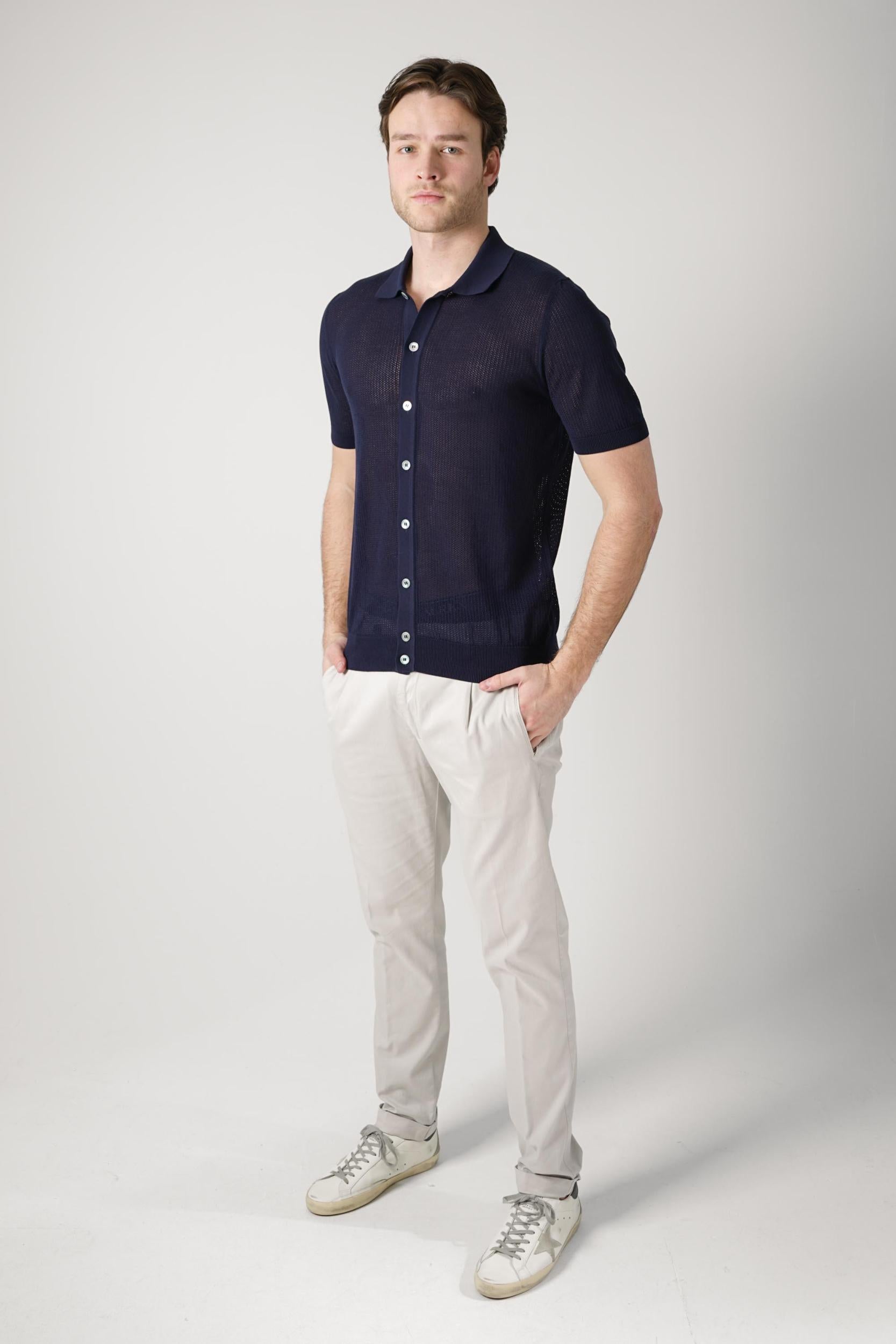 Gran Sasso Camicio Knit Polo Navy