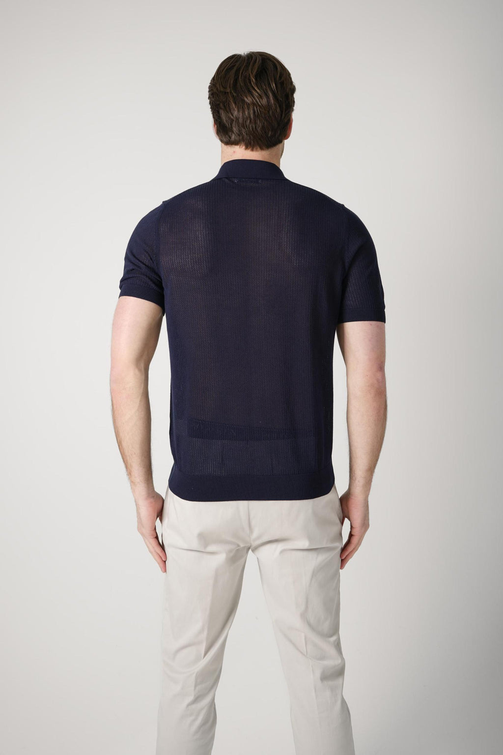 Gran Sasso Camicio Knit Polo Navy