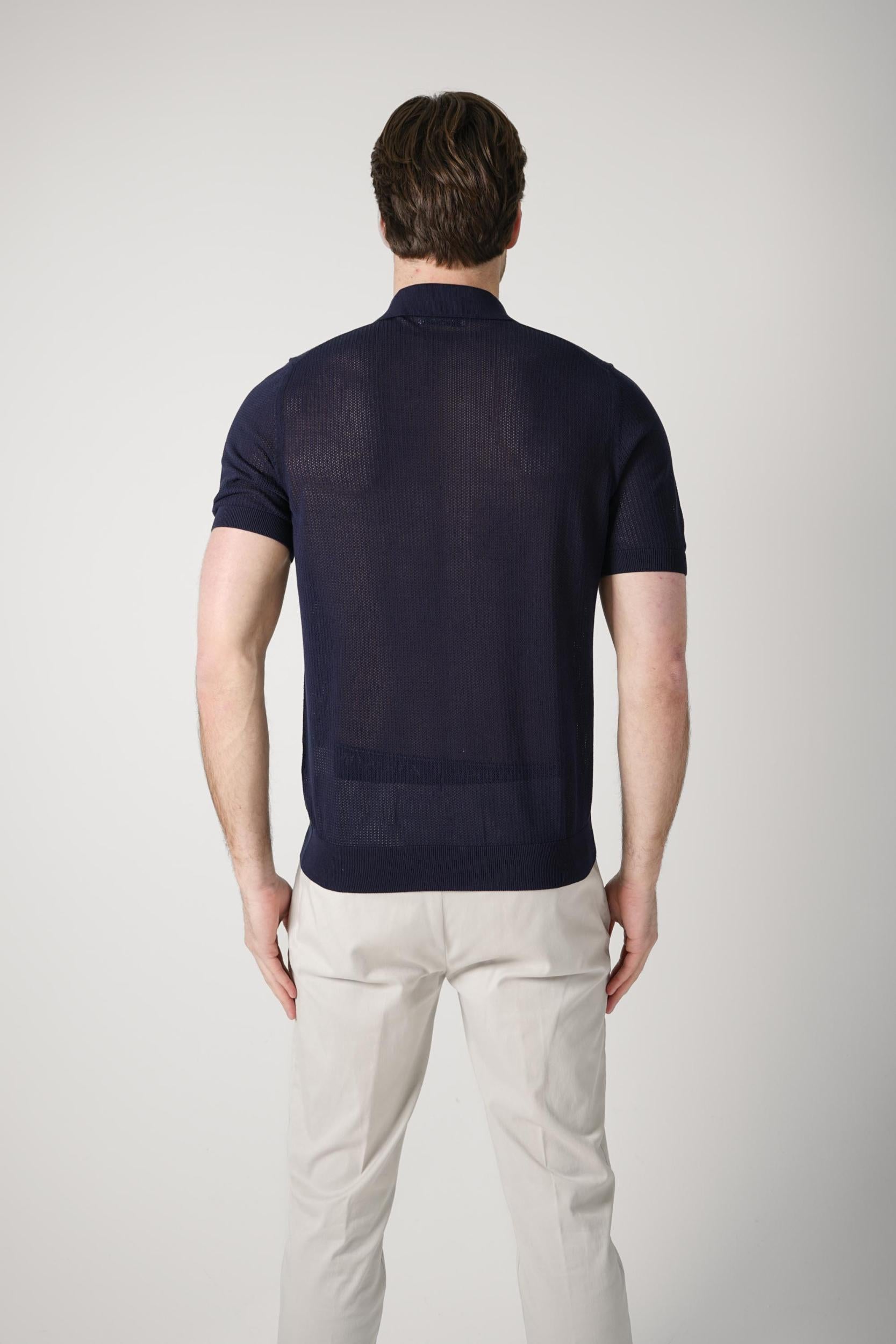 Gran Sasso Camicio Knit Polo Navy