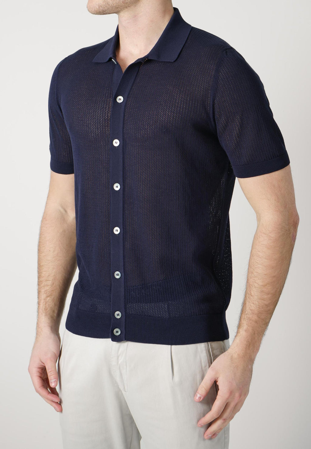 Gran Sasso Camicio Knit Polo Navy
