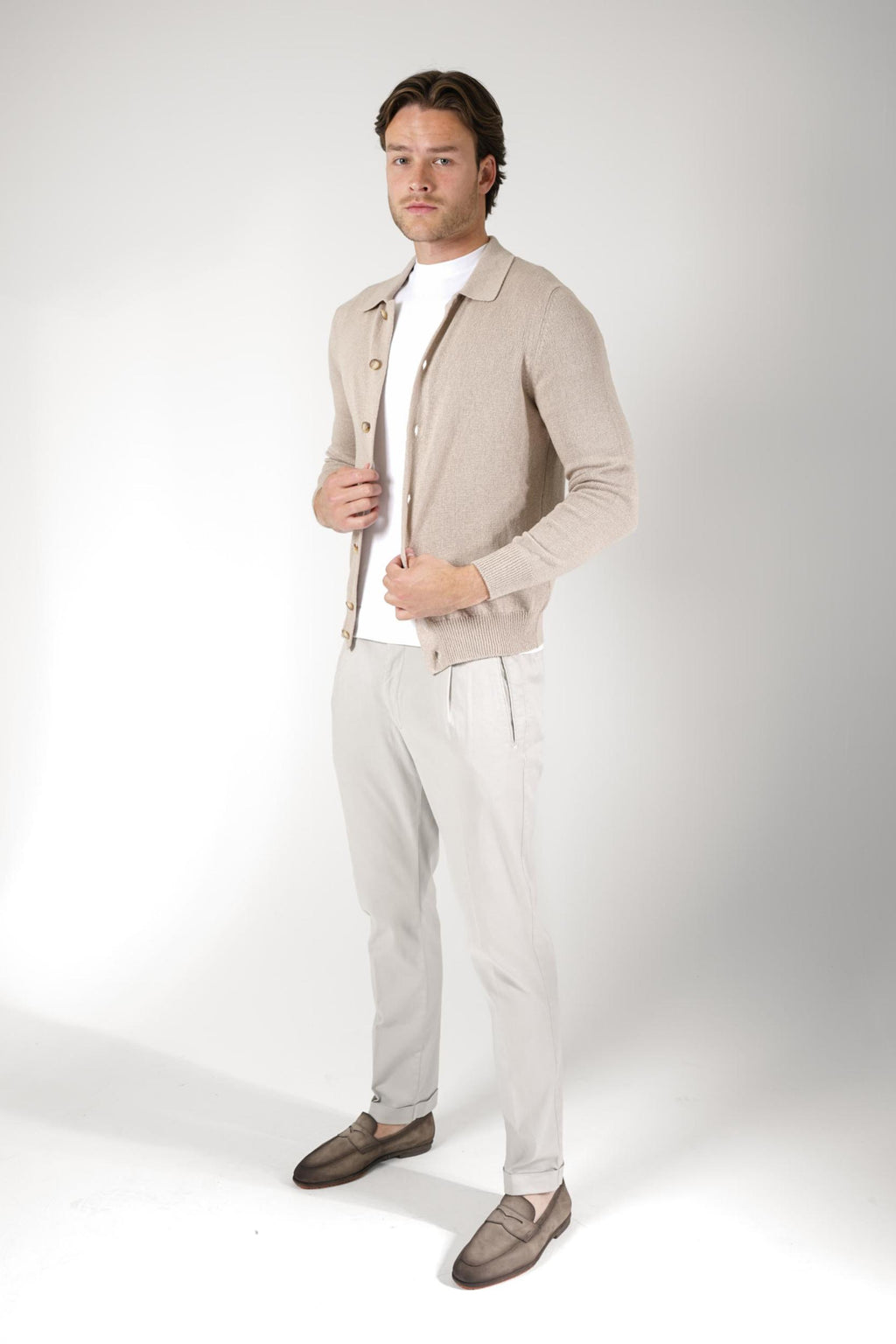 Gran Sasso Cashmere Cotton Cardigan Beige