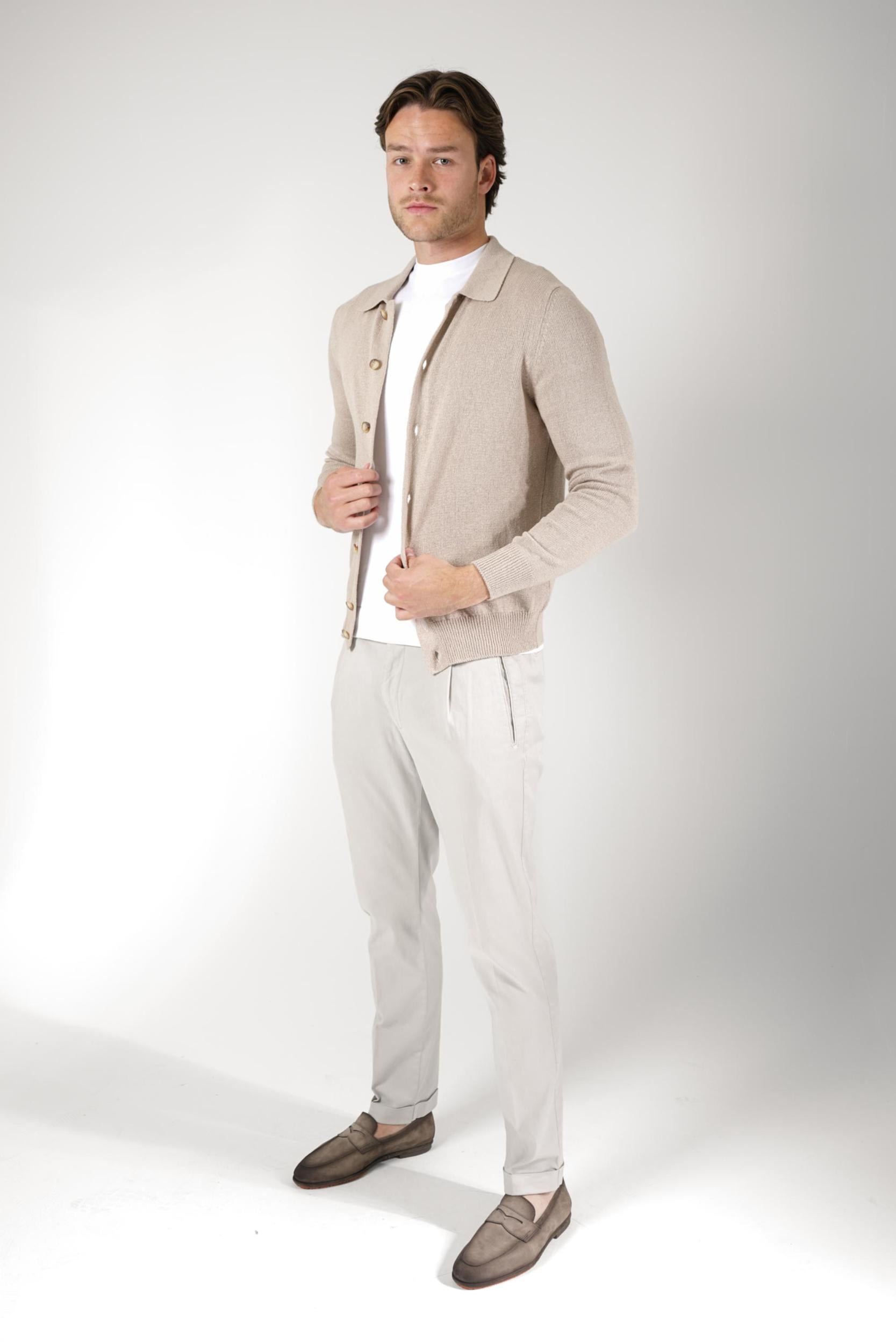 Gran Sasso Cashmere Cotton Cardigan Beige