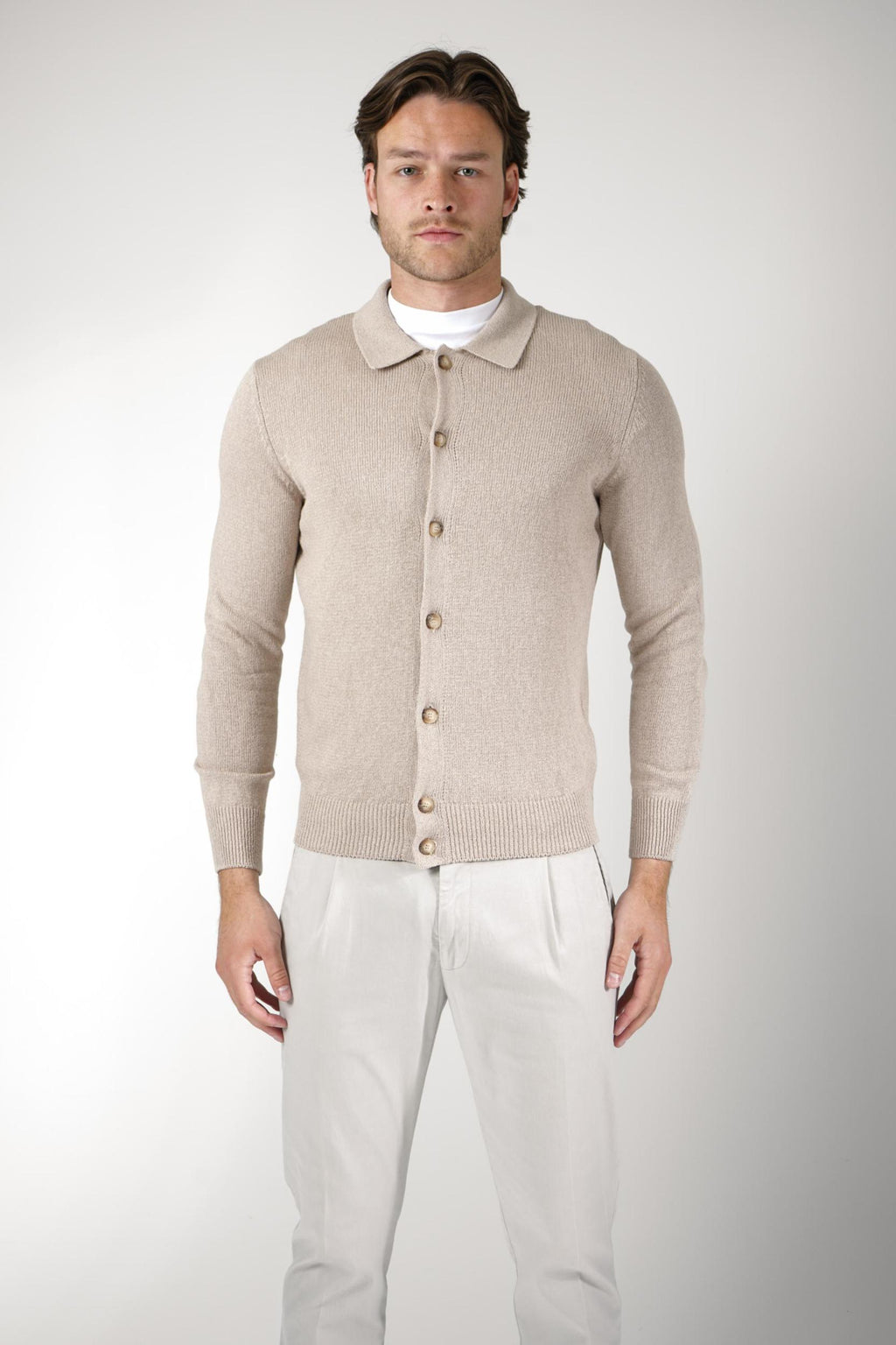 Gran Sasso Cashmere Cotton Cardigan Beige