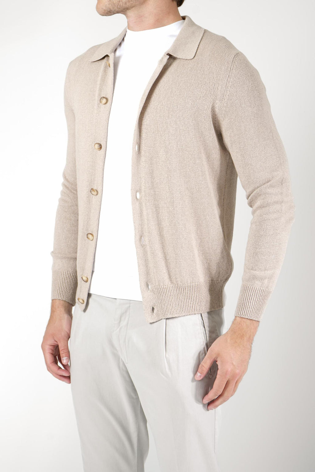 Gran Sasso Cashmere Cotton Cardigan Beige
