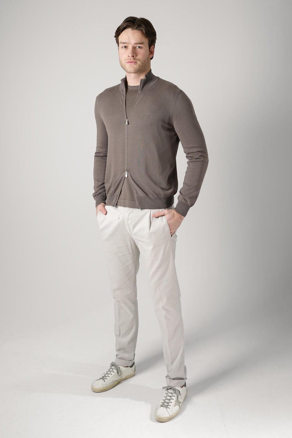 Gran Sasso Giubbino Zip-Up Vest Dark Taupe