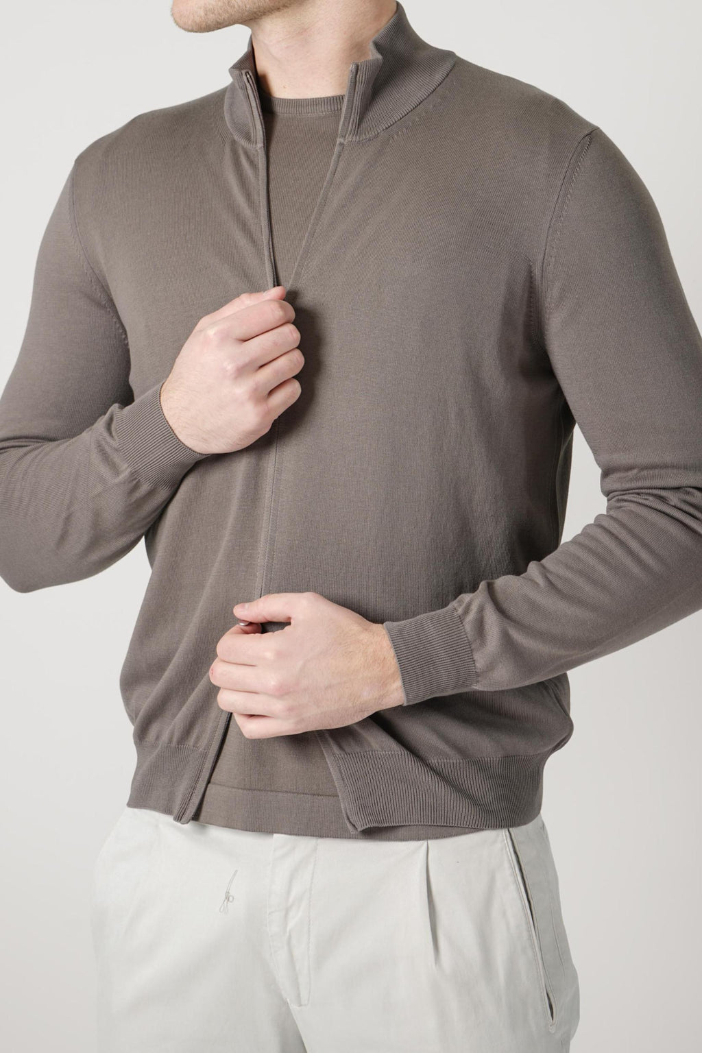 Gran Sasso Giubbino Zip-Up Vest Dark Taupe