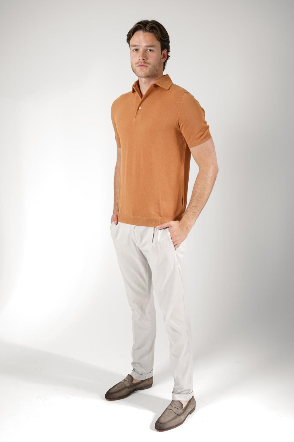 Gran Sasso Knit Polo Shirt Terracotta