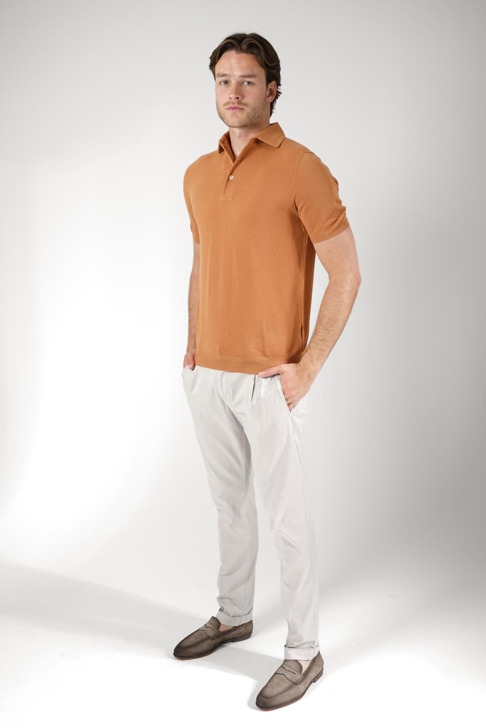 Gran Sasso Knit Polo Shirt Terracotta