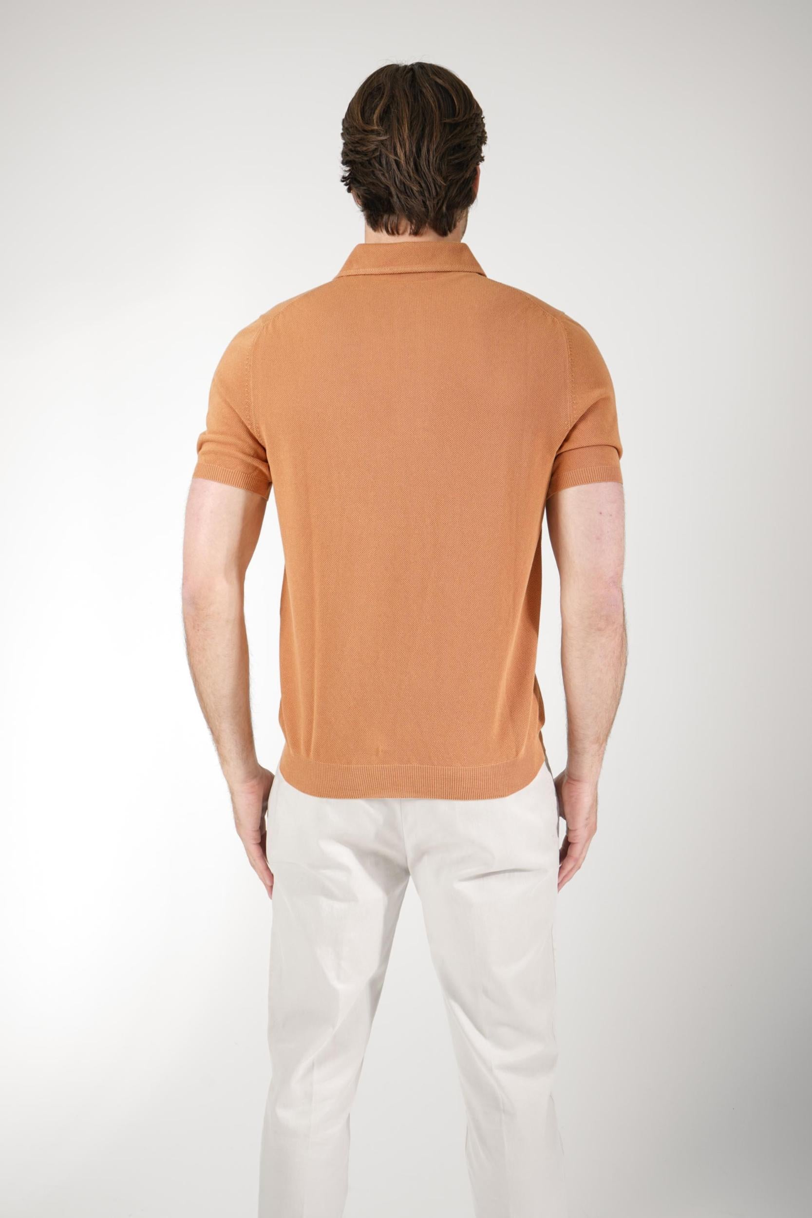 Gran Sasso Knit Polo Shirt Terracotta