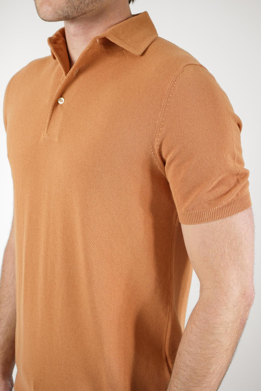 Gran Sasso Knit Polo Shirt Terracotta