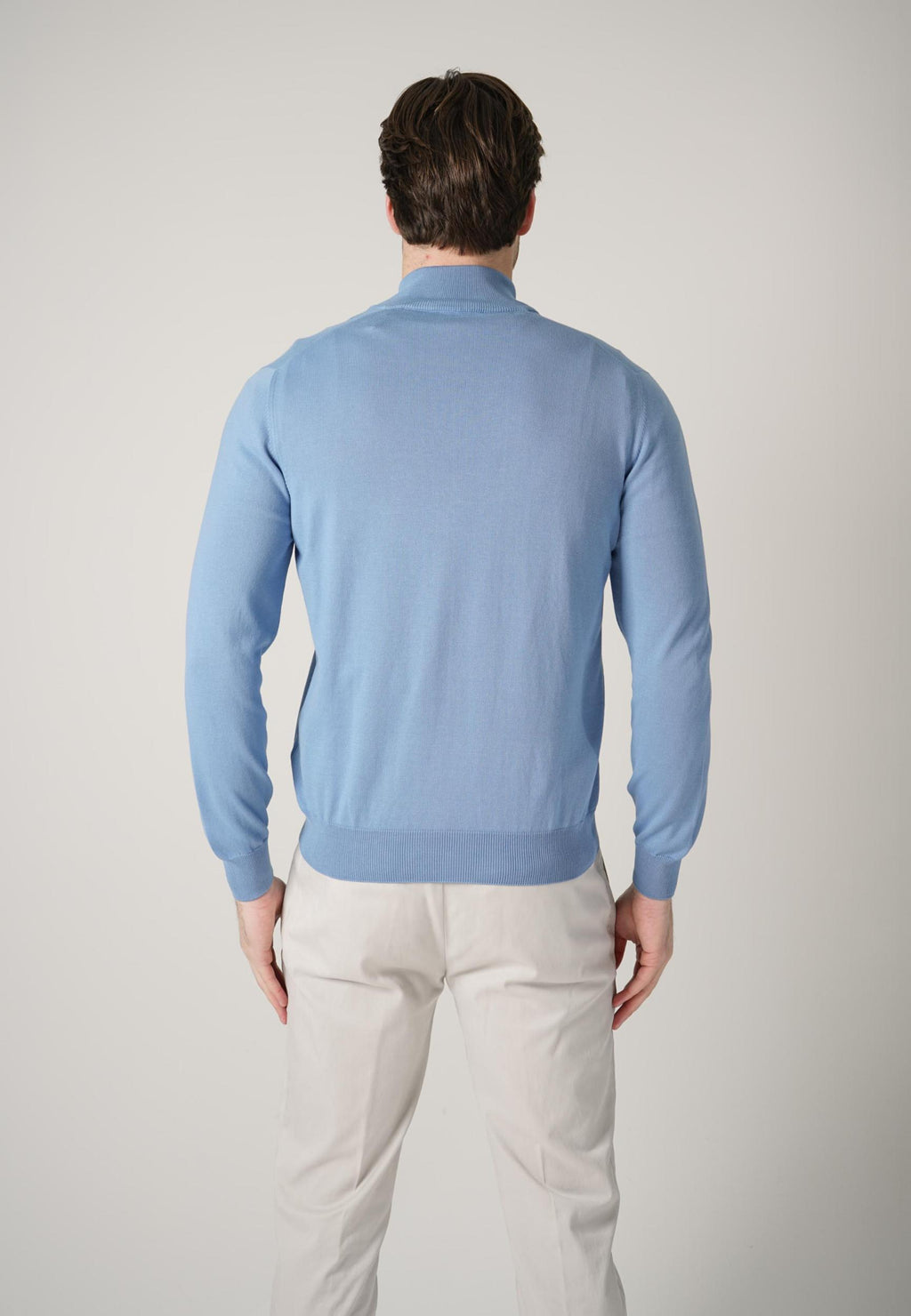 Gran Sasso Knitted Quarter Zip Blue