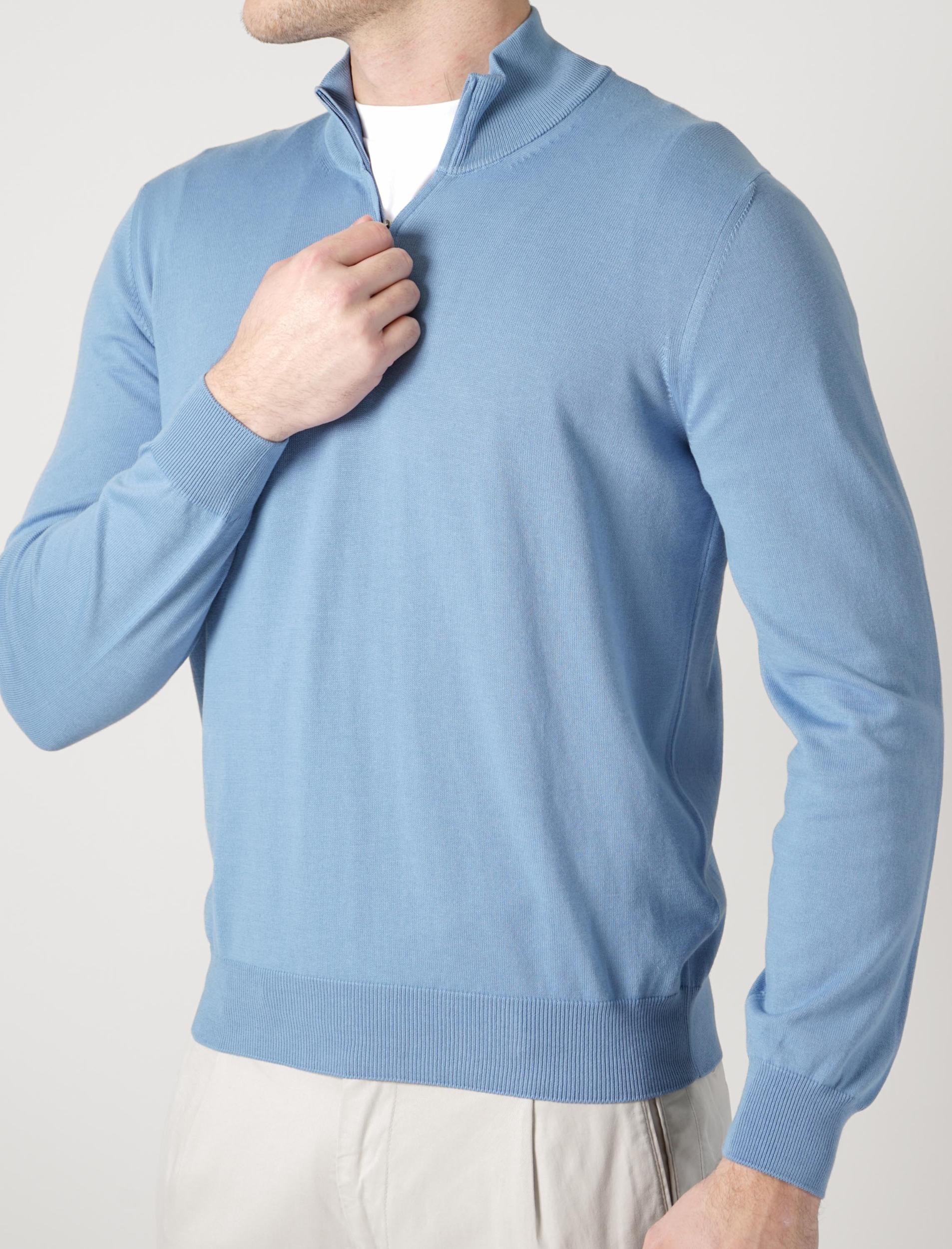 Gran Sasso Knitted Quarter Zip Blue