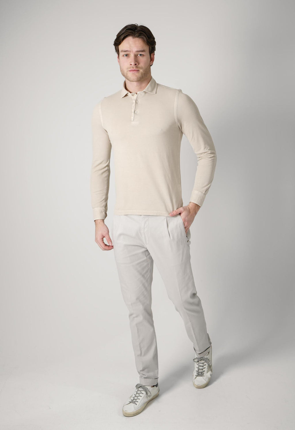 Gran Sasso Longsleeve Polo Beige