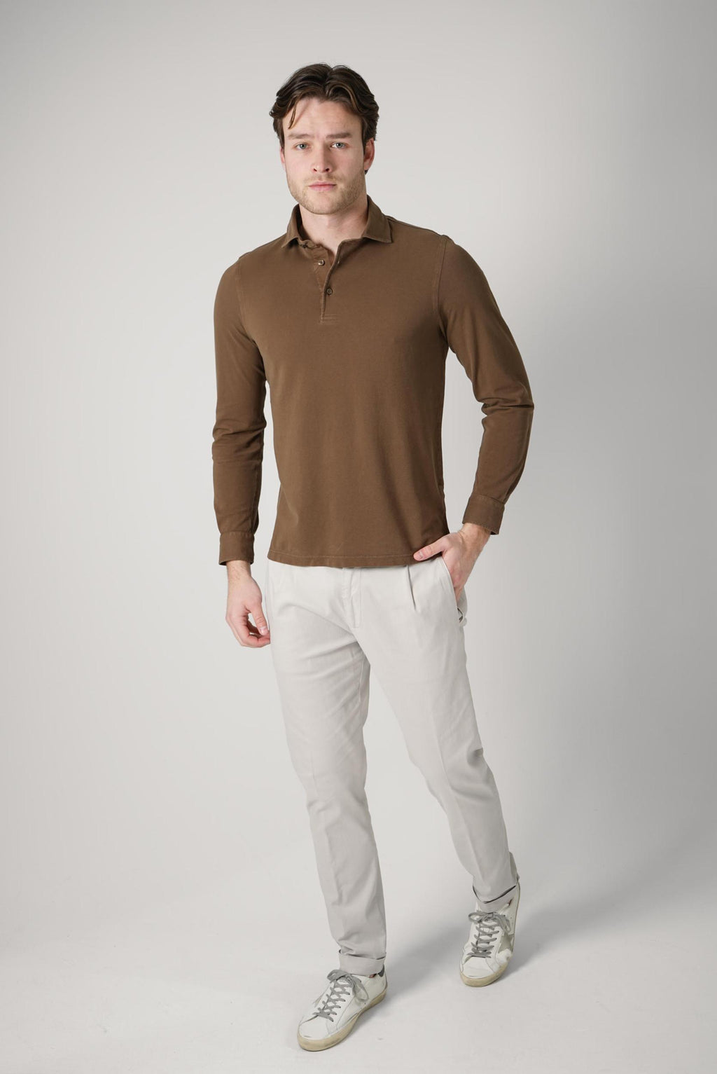 Gran Sasso Longsleeve Polo Brown