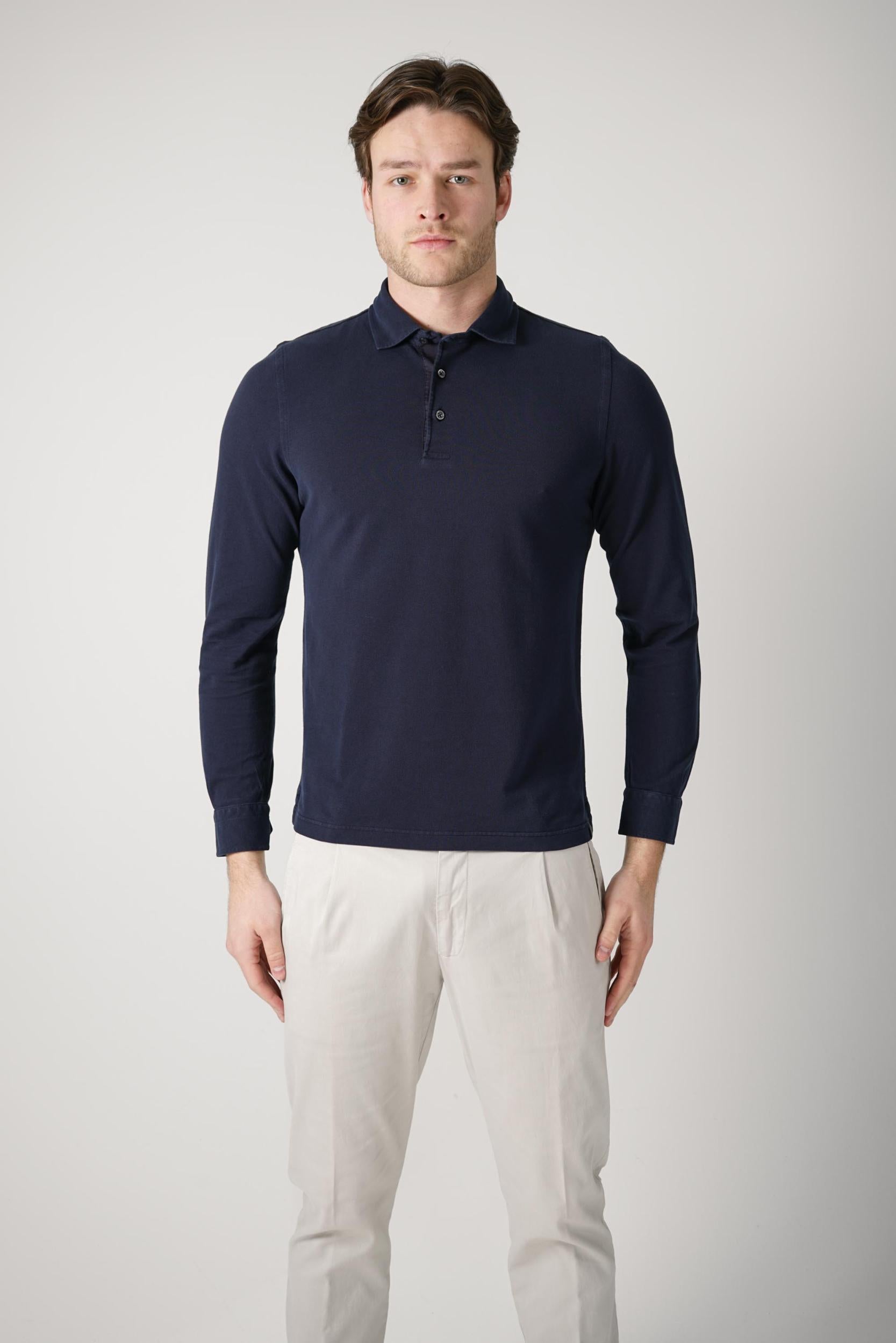 Gran Sasso Longsleeve Polo Navy