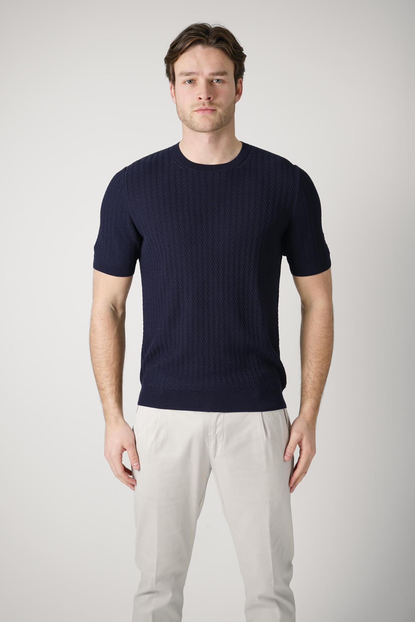 Gran Sasso Paricollo Knit T-Shirt Navy