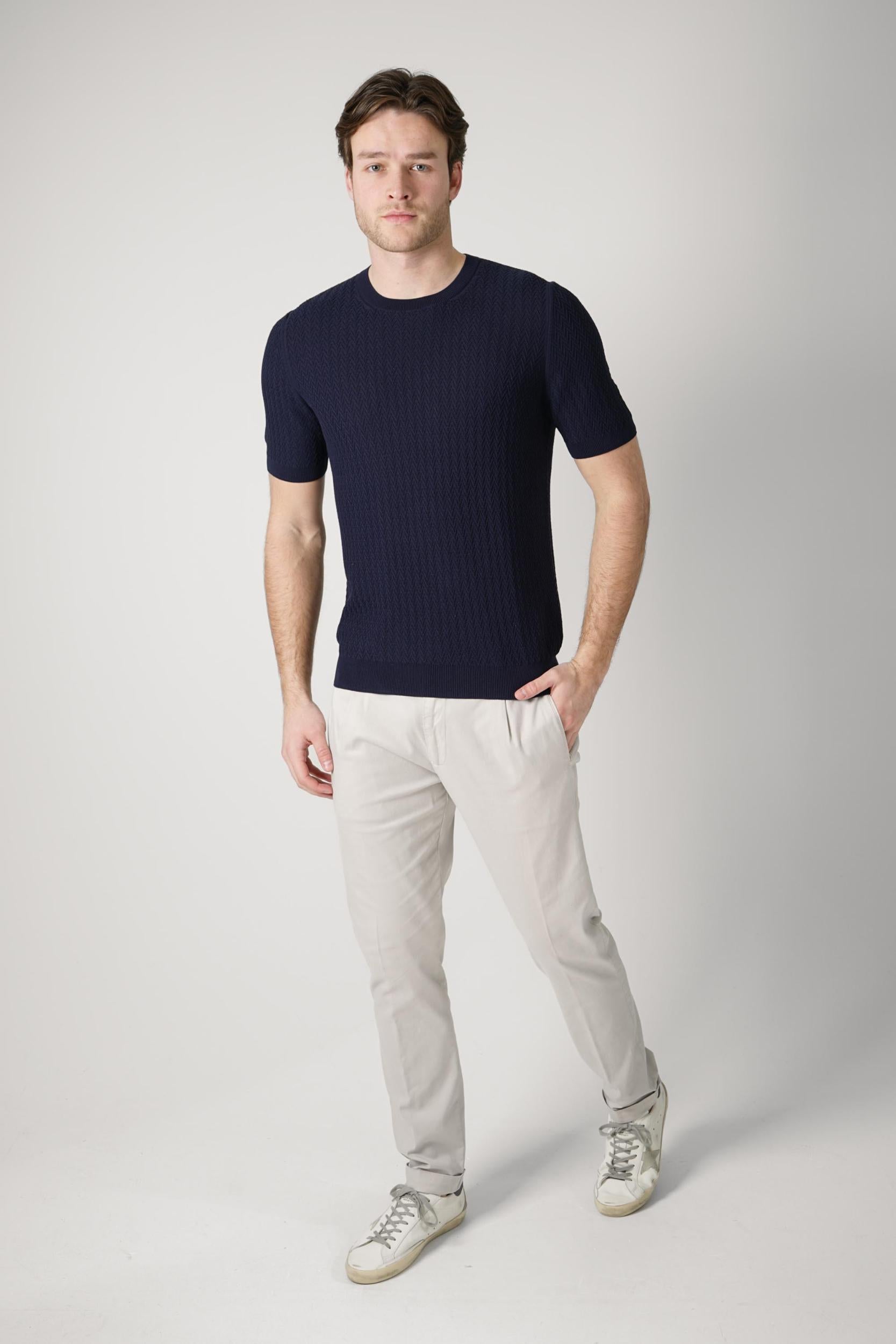 Gran Sasso Paricollo Knit T-Shirt Navy