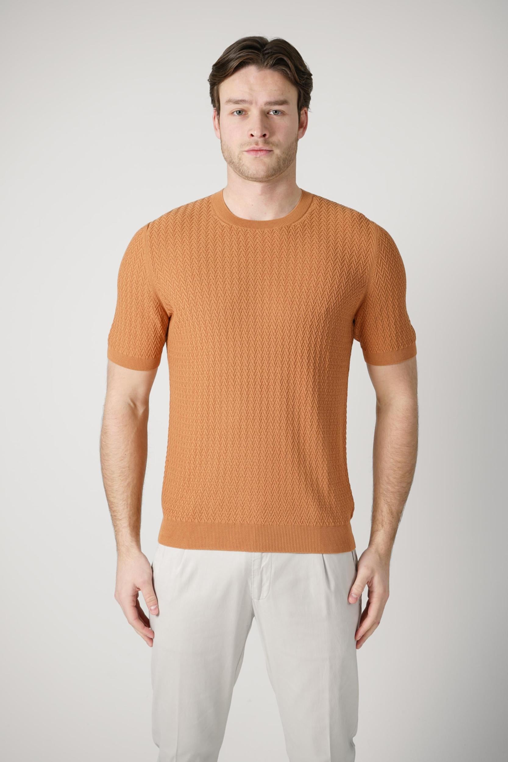 Gran Sasso Paricollo Knit T-Shirt Terracotta
