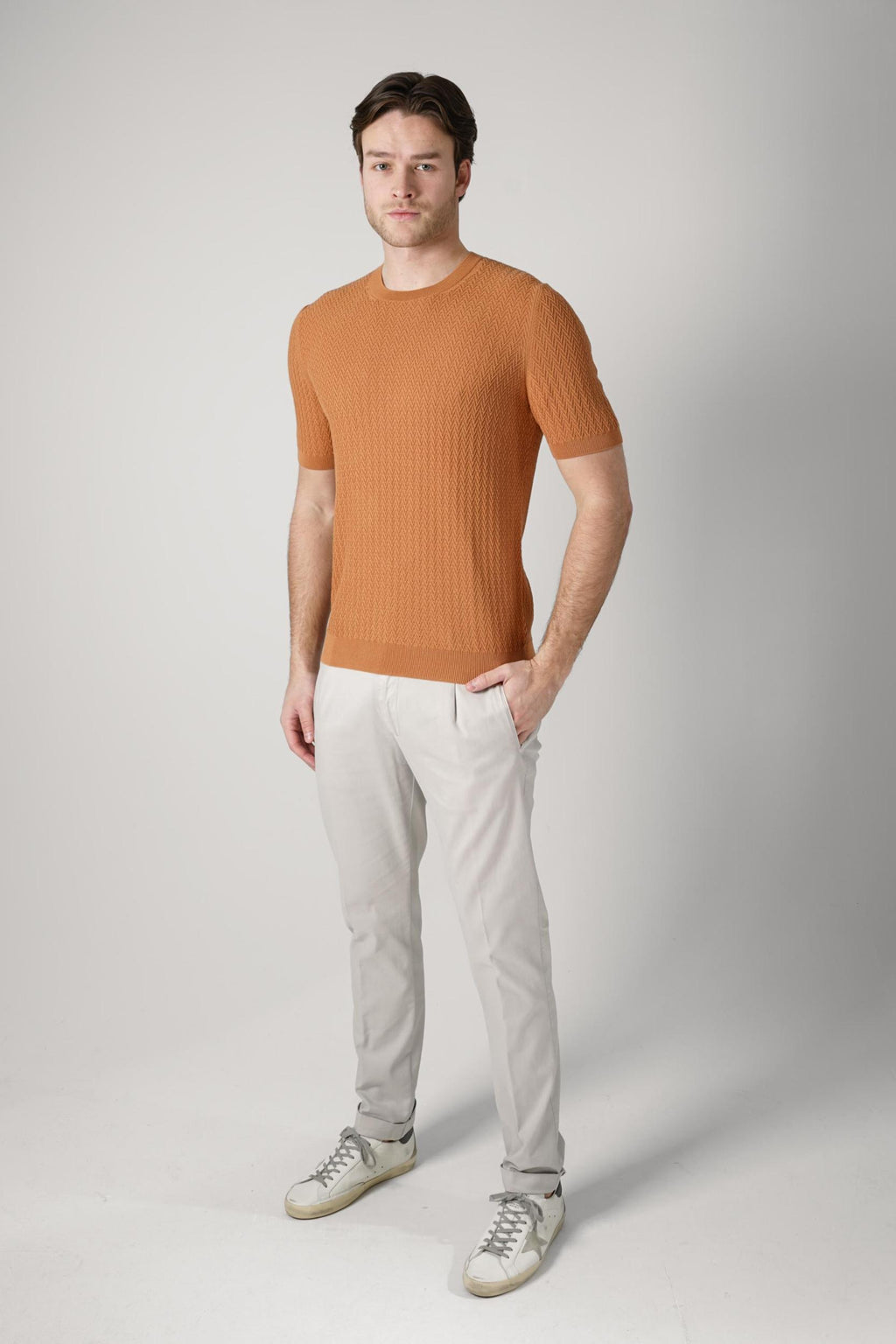 Gran Sasso Paricollo Knit T-Shirt Terracotta