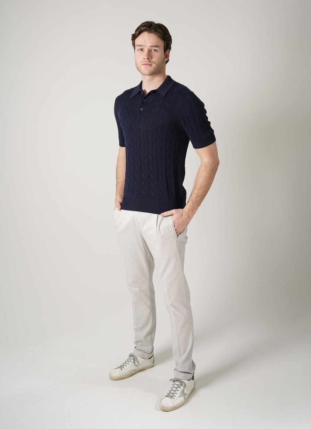 Gran Sasso Tennis Button Polo Navy