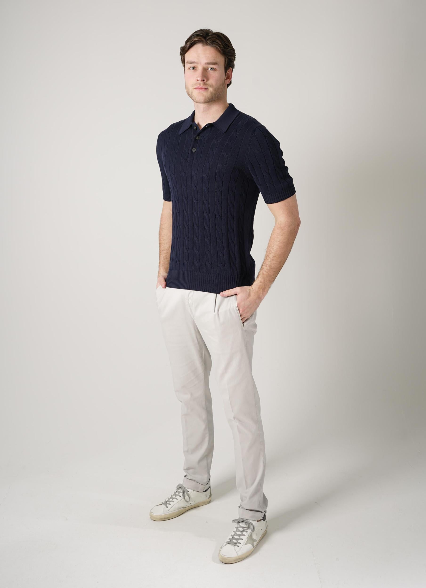 Gran Sasso Tennis Button Polo Navy