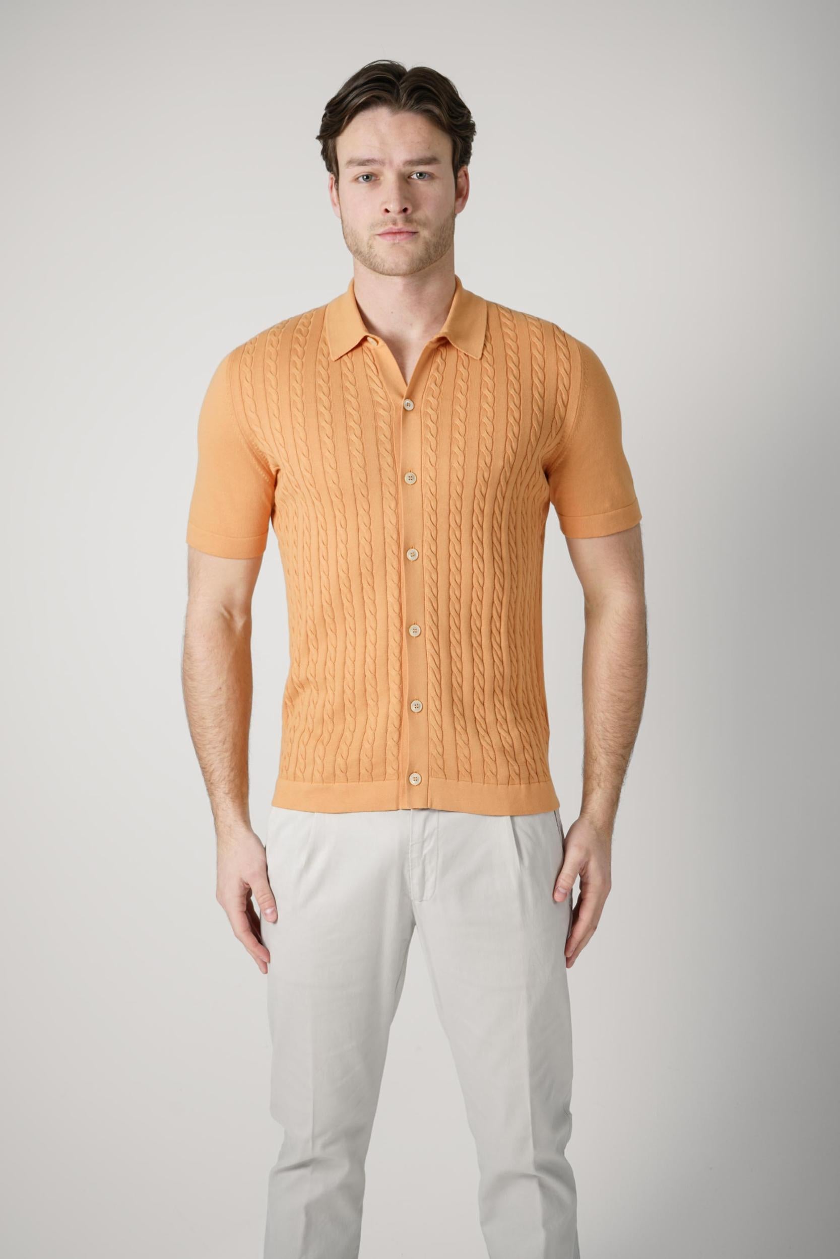 Gran Sasso Tennis Buttoned Polo Terracotta