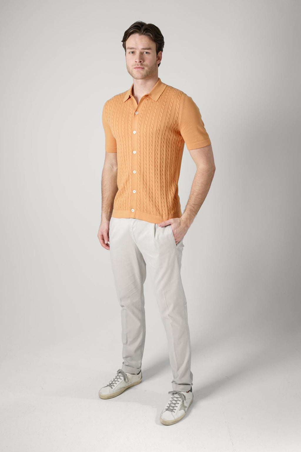 Gran Sasso Tennis Buttoned Polo Terracotta