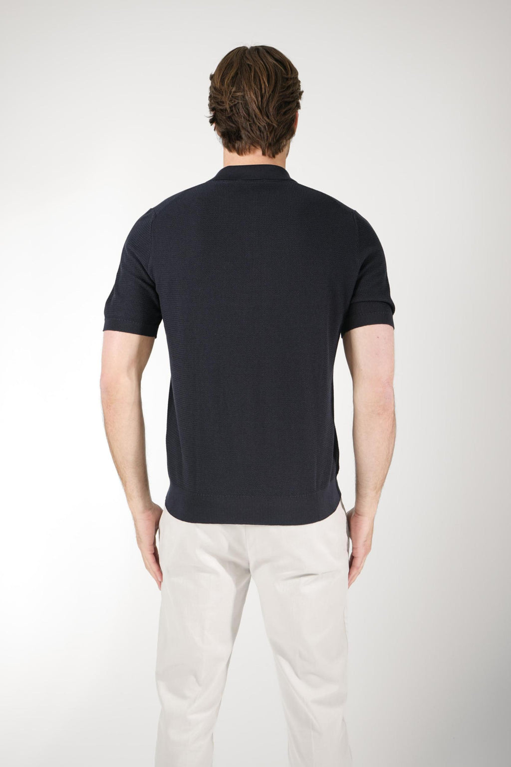 Gran Sasso V-Neck Polo Navy